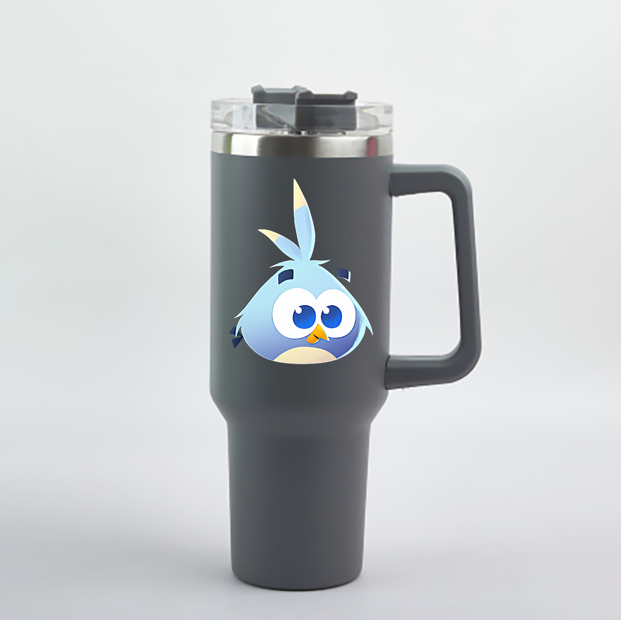 （画像用） Angry Birds アングリーバード 1200mL車用タンブラー - クリスタルステッカー（プラスチックストロー付き）