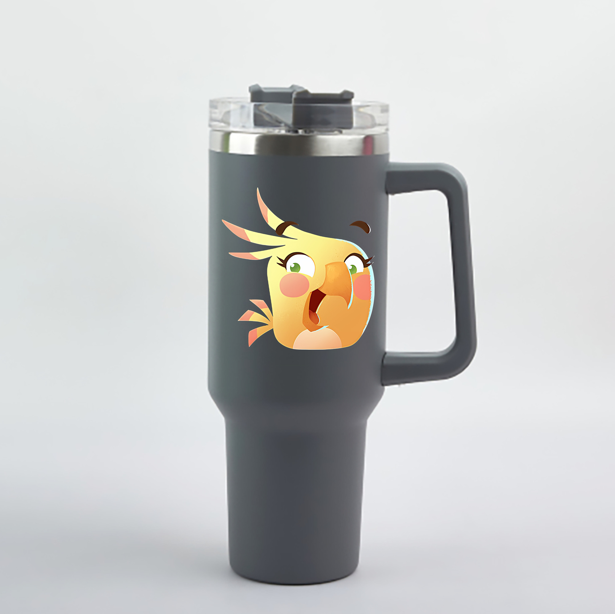 （画像用） Angry Birds アングリーバード 1200mL車用タンブラー - クリスタルステッカー（プラスチックストロー付き）