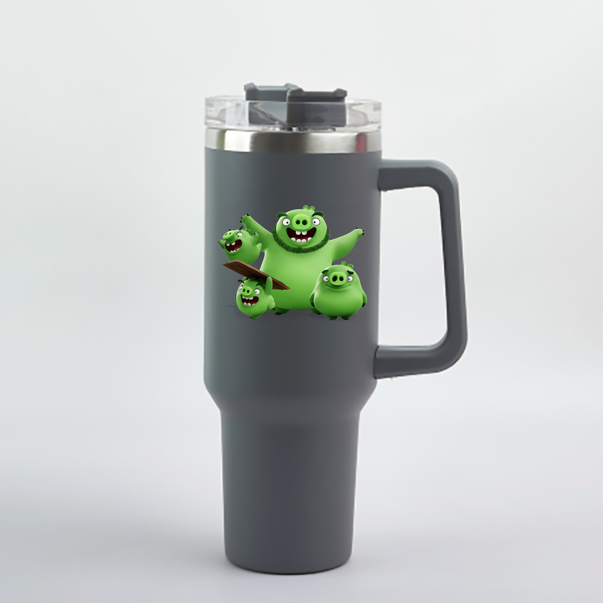 （画像用） Angry Birds アングリーバード 1200mL車用タンブラー - クリスタルステッカー（プラスチックストロー付き）