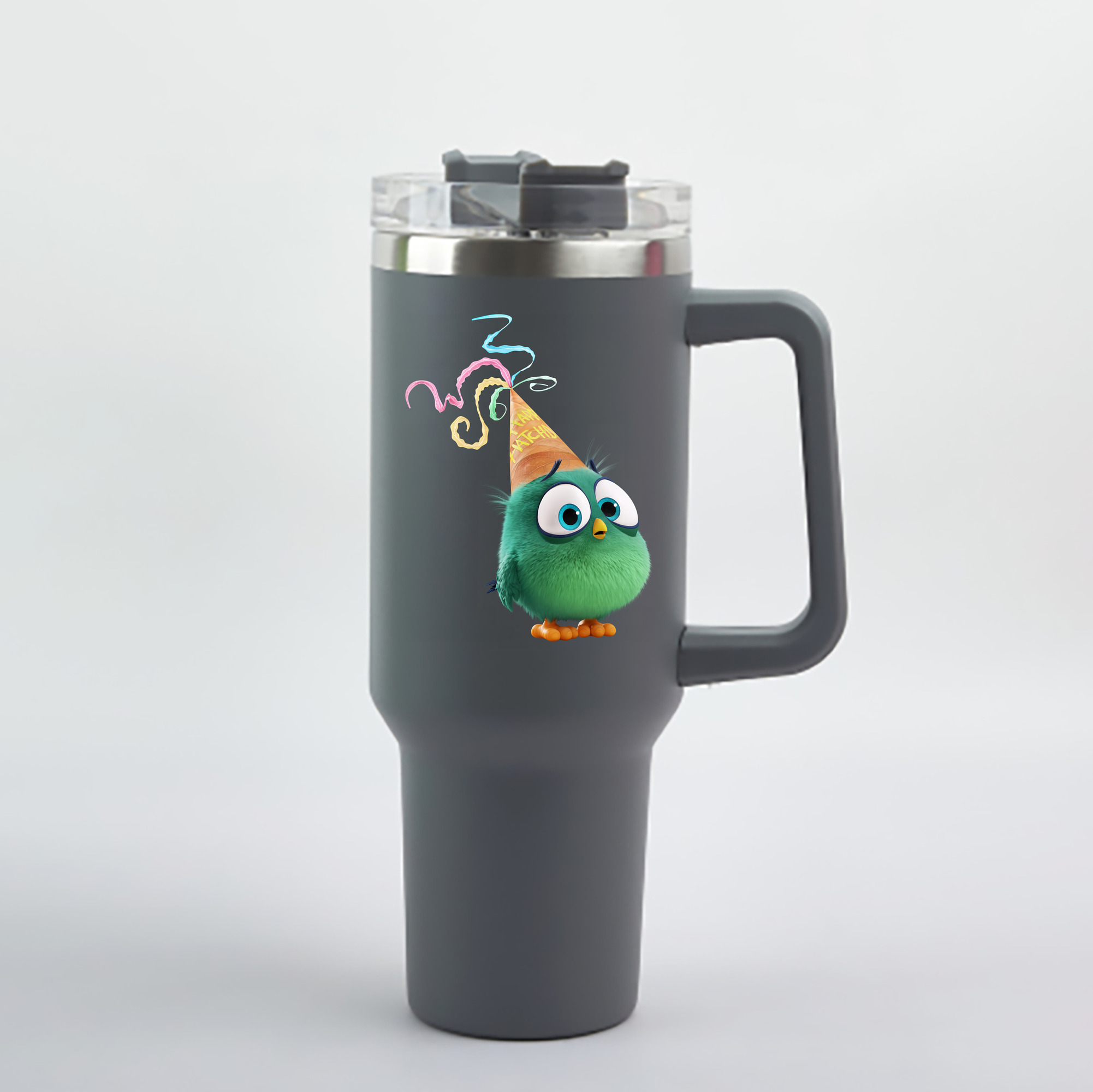 （画像用） Angry Birds アングリーバード 1200mL車用タンブラー - クリスタルステッカー（プラスチックストロー付き）