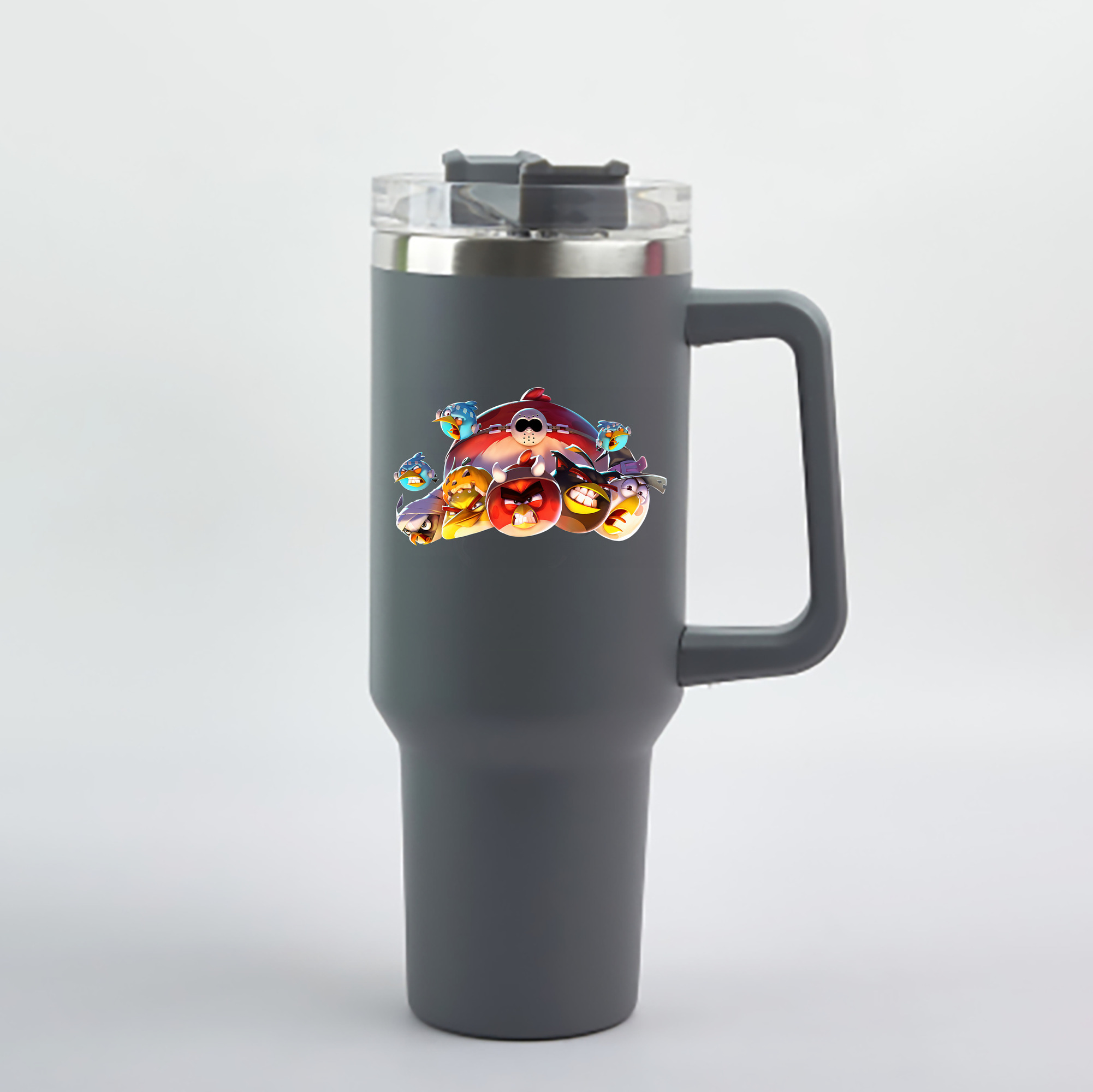 （画像用） Angry Birds アングリーバード 1200mL車用タンブラー - クリスタルステッカー（プラスチックストロー付き）