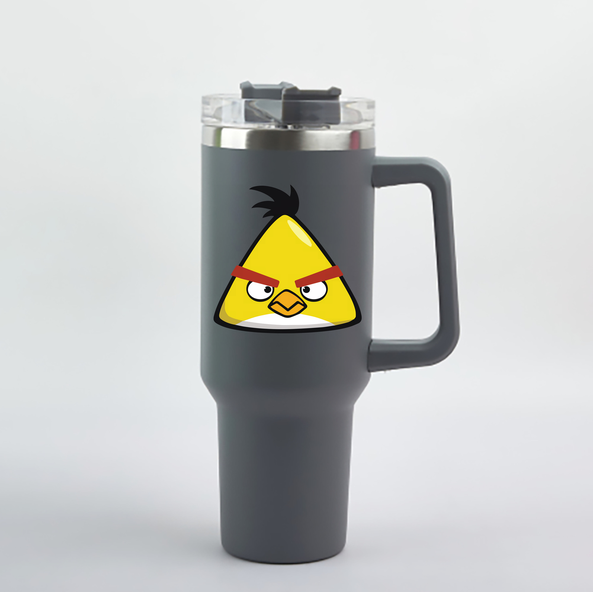 （画像用） Angry Birds アングリーバード 1200mL車用タンブラー - クリスタルステッカー（プラスチックストロー付き）
