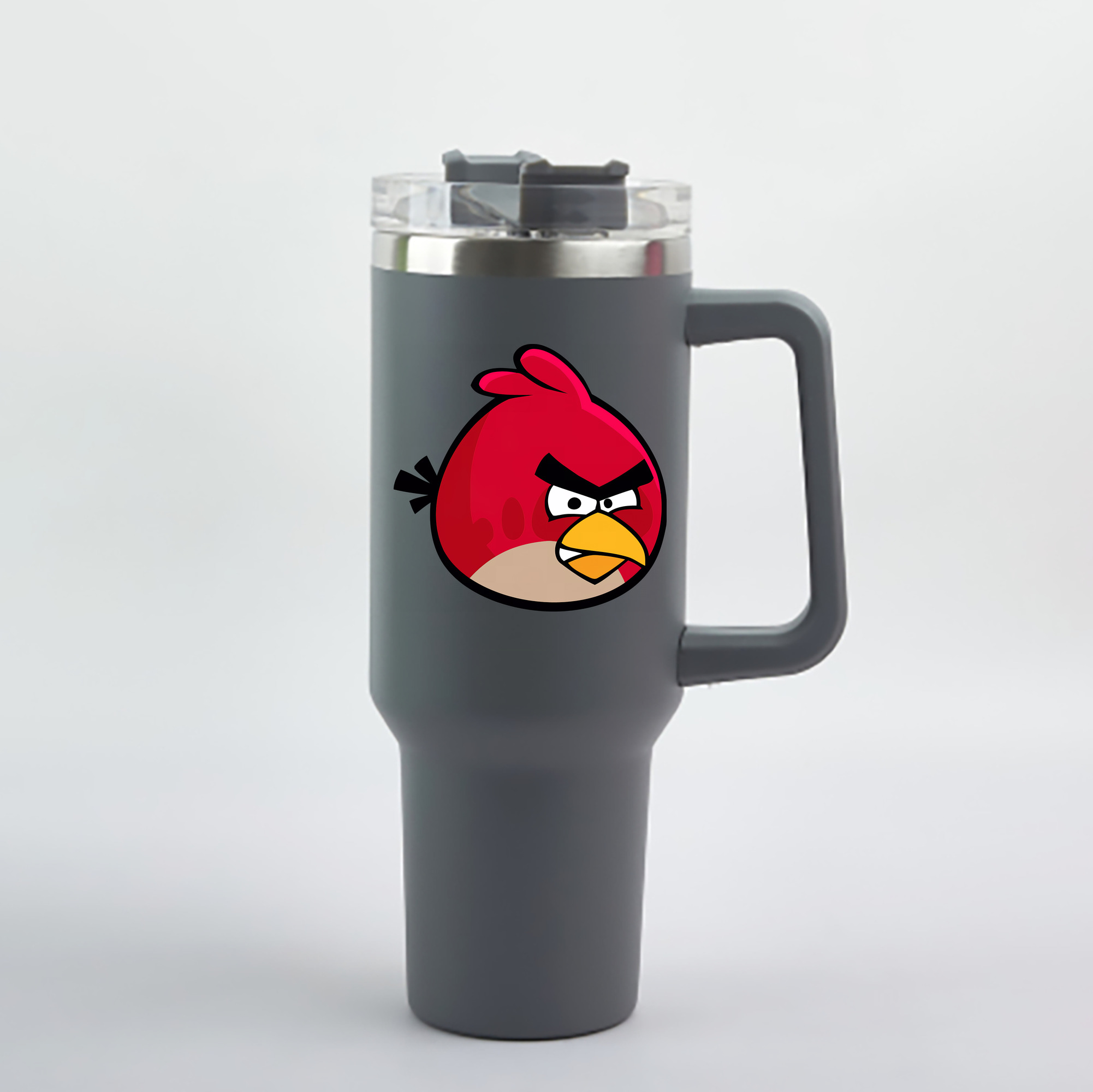 （画像用） Angry Birds アングリーバード 1200mL車用タンブラー - クリスタルステッカー（プラスチックストロー付き）