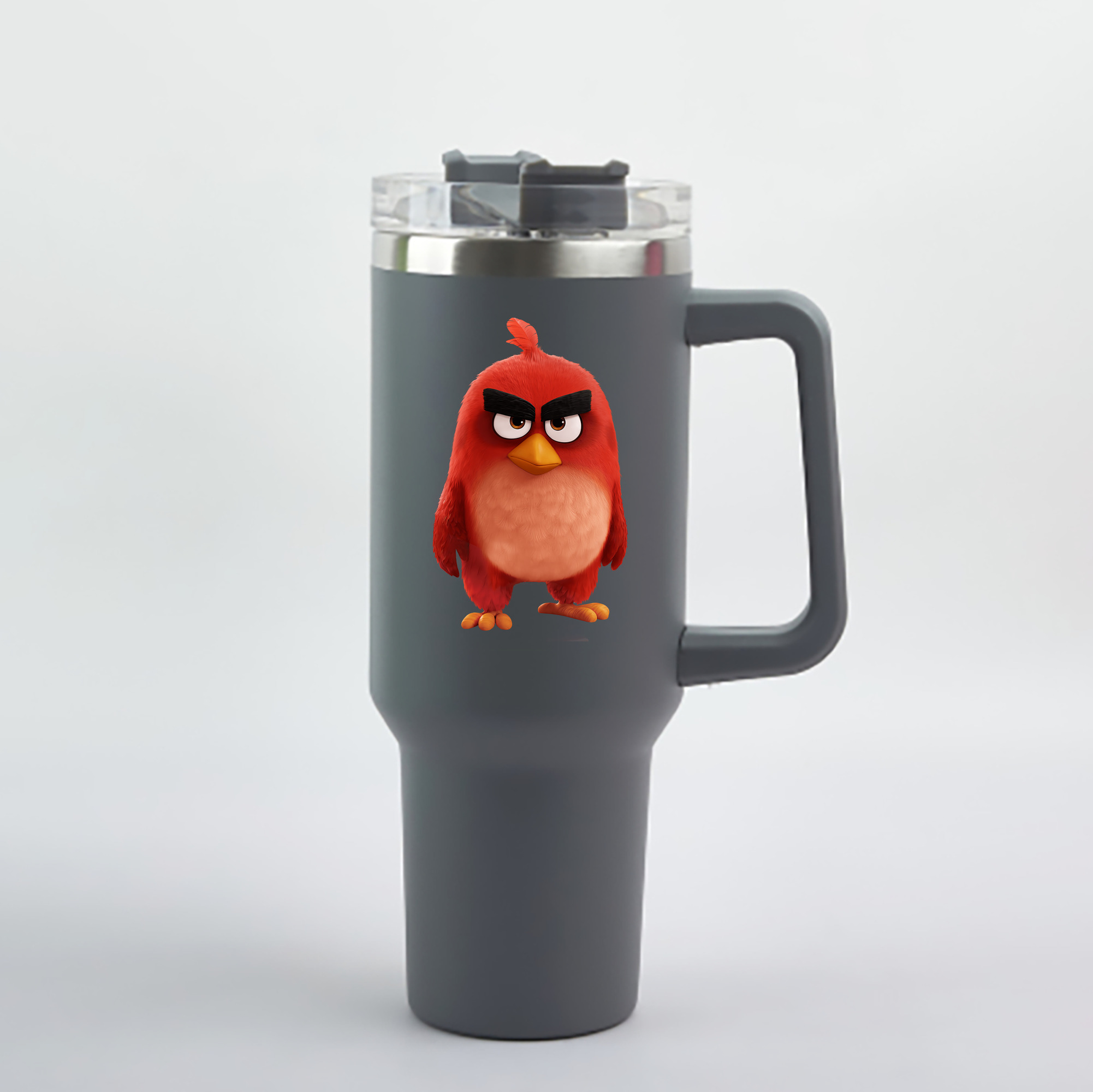 （画像用） Angry Birds アングリーバード 1200mL車用タンブラー - クリスタルステッカー（プラスチックストロー付き）