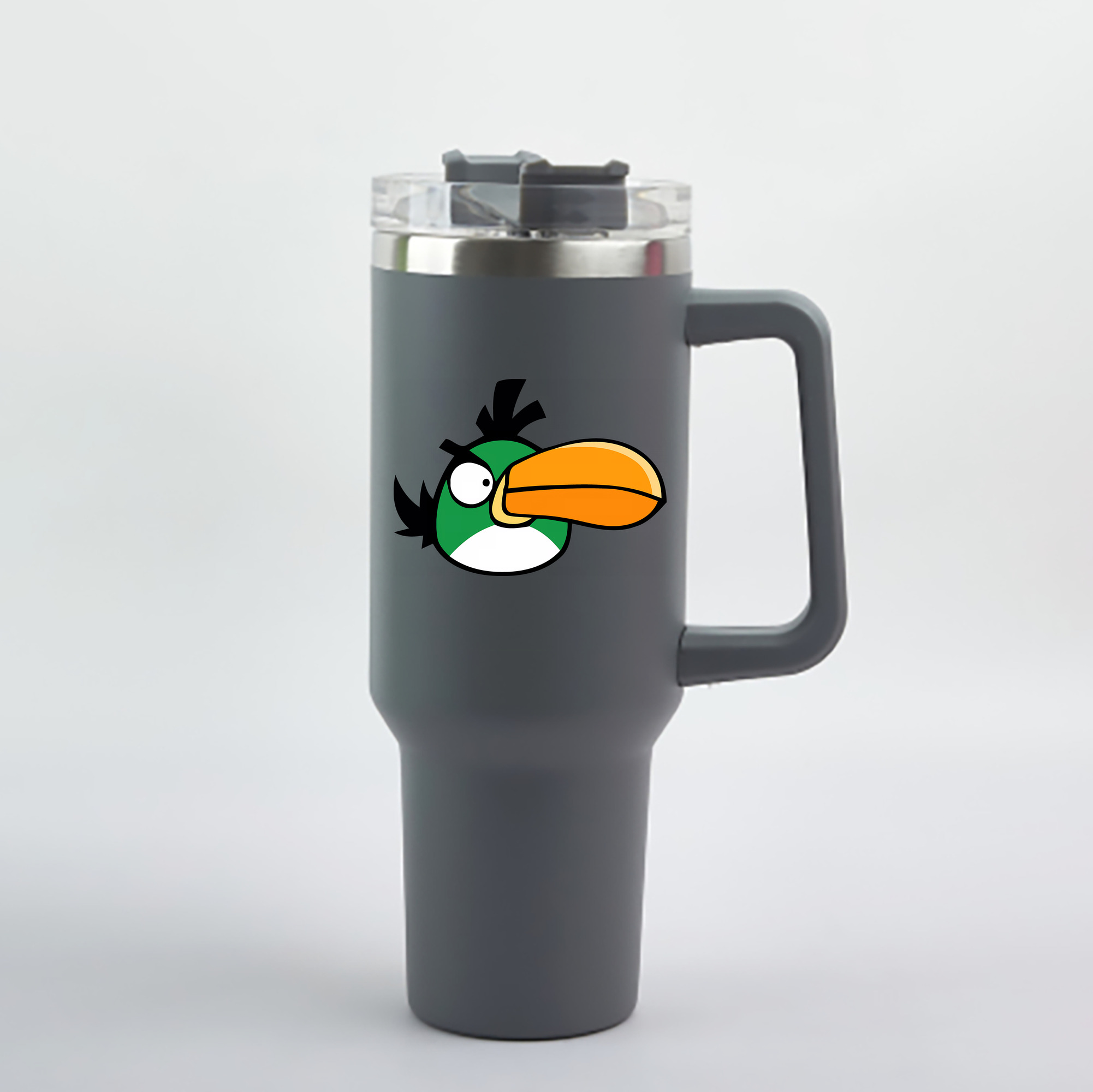 （画像用） Angry Birds アングリーバード 1200mL車用タンブラー - クリスタルステッカー（プラスチックストロー付き）
