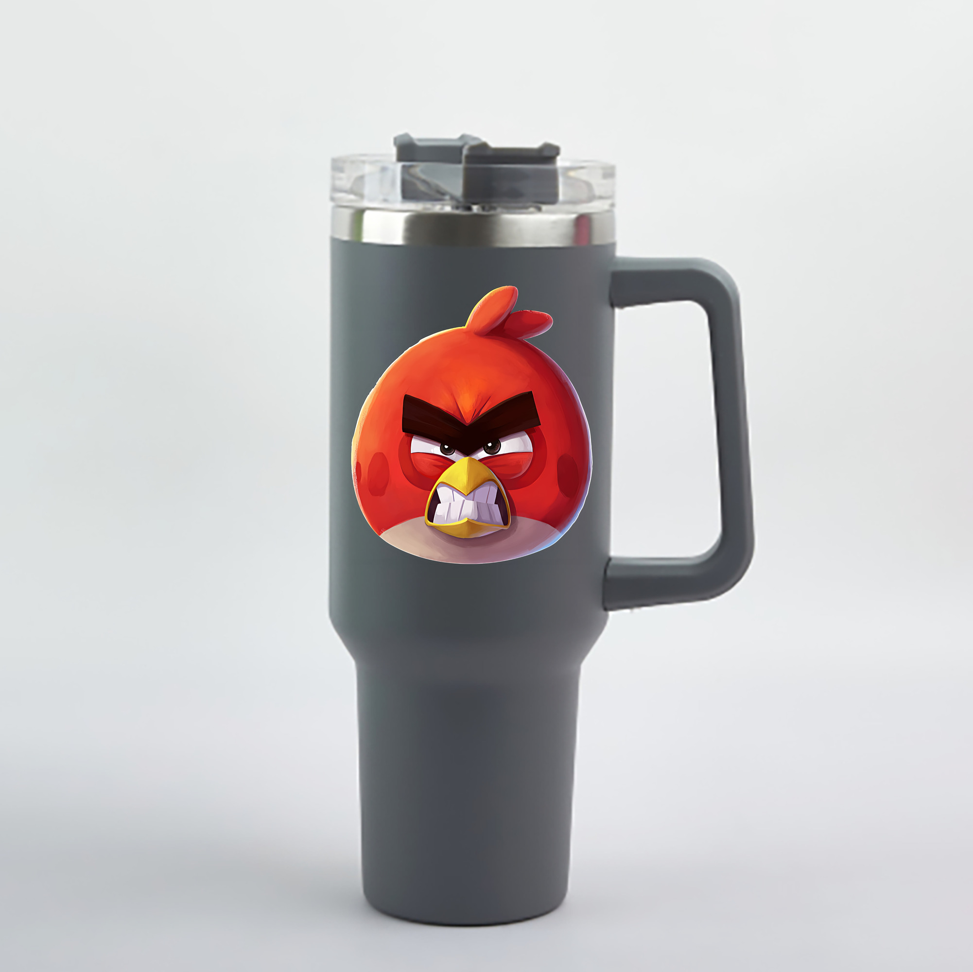 （画像用） Angry Birds アングリーバード 1200mL車用タンブラー - クリスタルステッカー（プラスチックストロー付き）