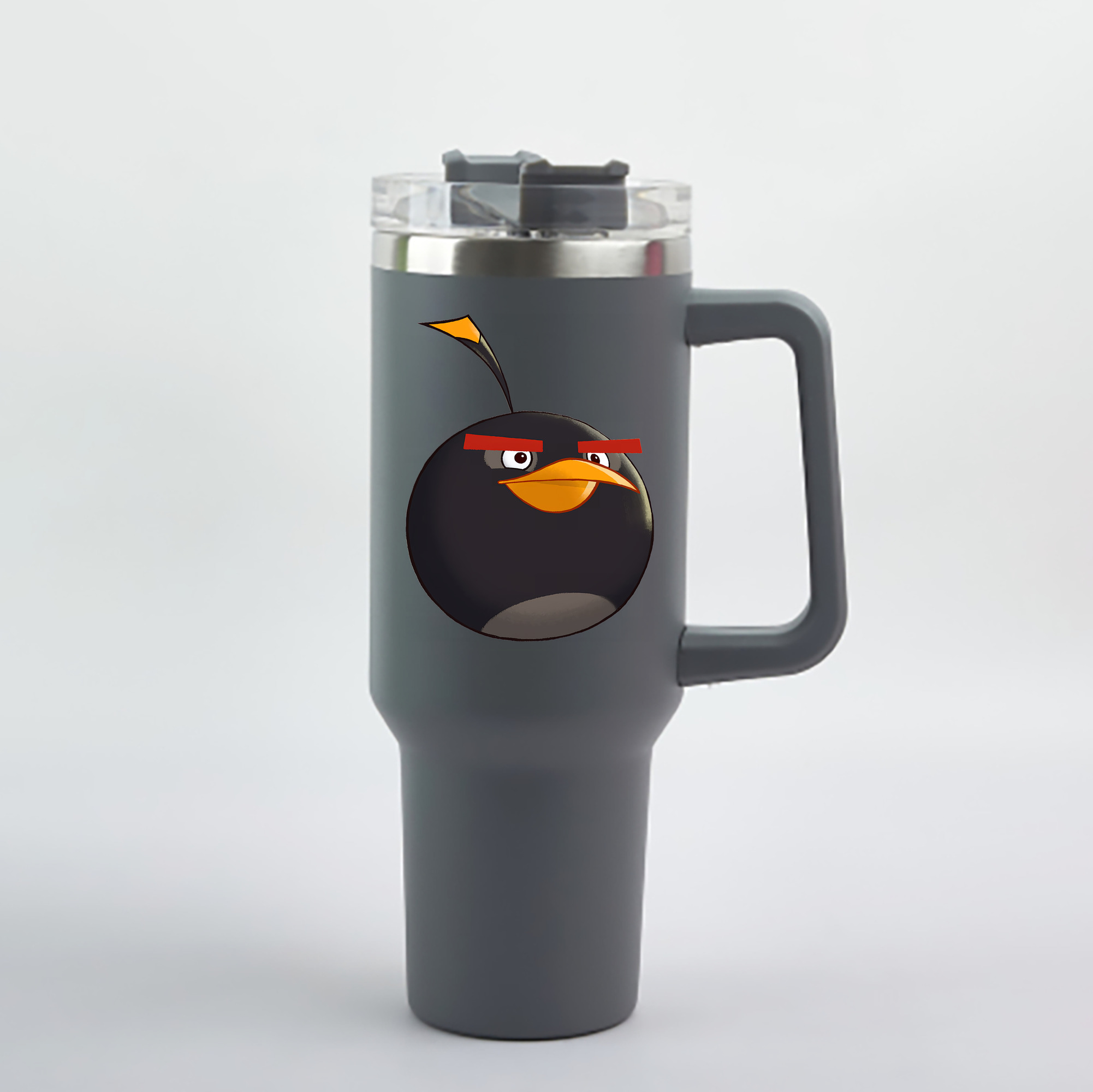 （画像用） Angry Birds アングリーバード 1200mL車用タンブラー - クリスタルステッカー（プラスチックストロー付き）