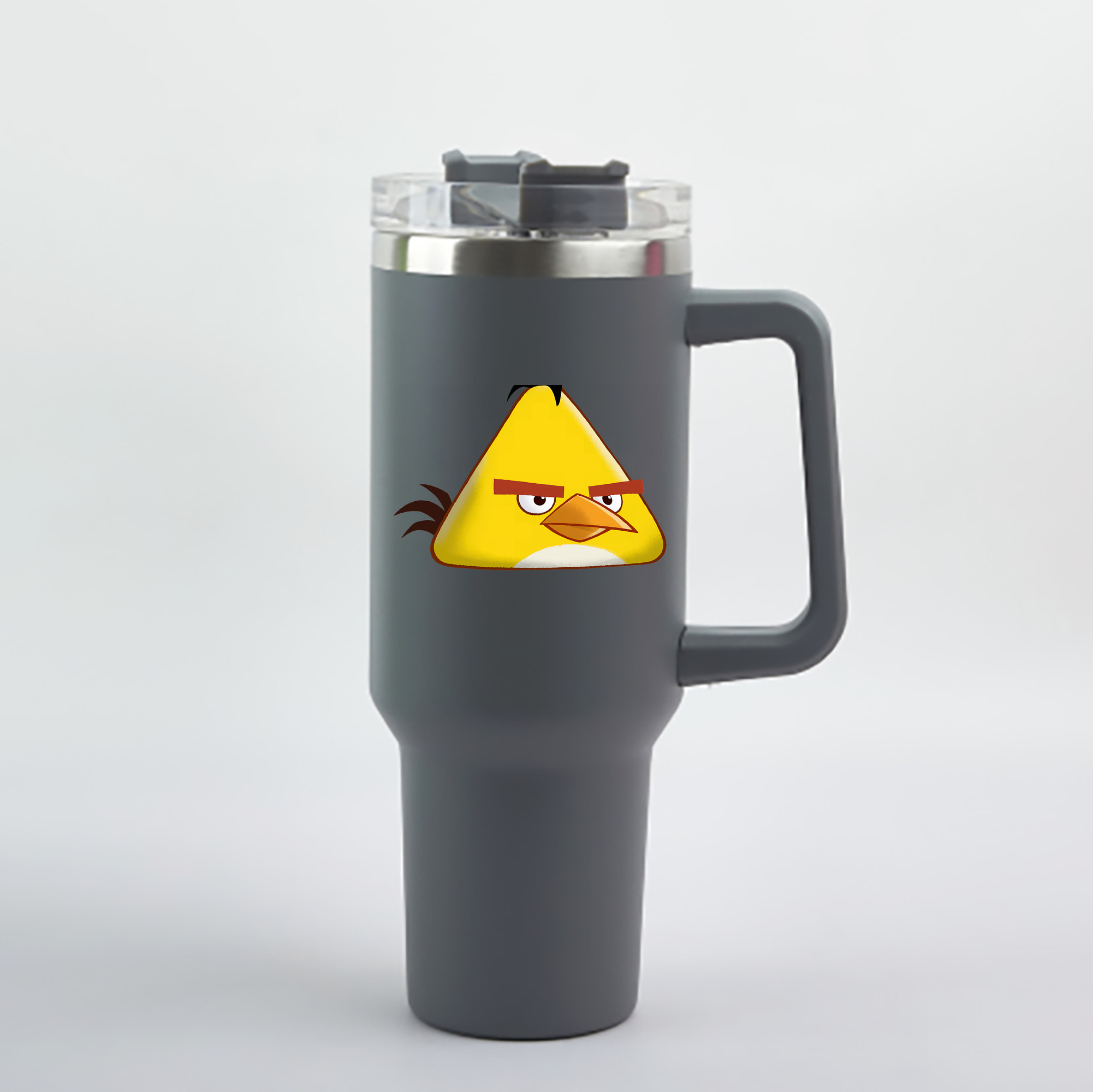 （画像用） Angry Birds アングリーバード 1200mL車用タンブラー - クリスタルステッカー（プラスチックストロー付き）