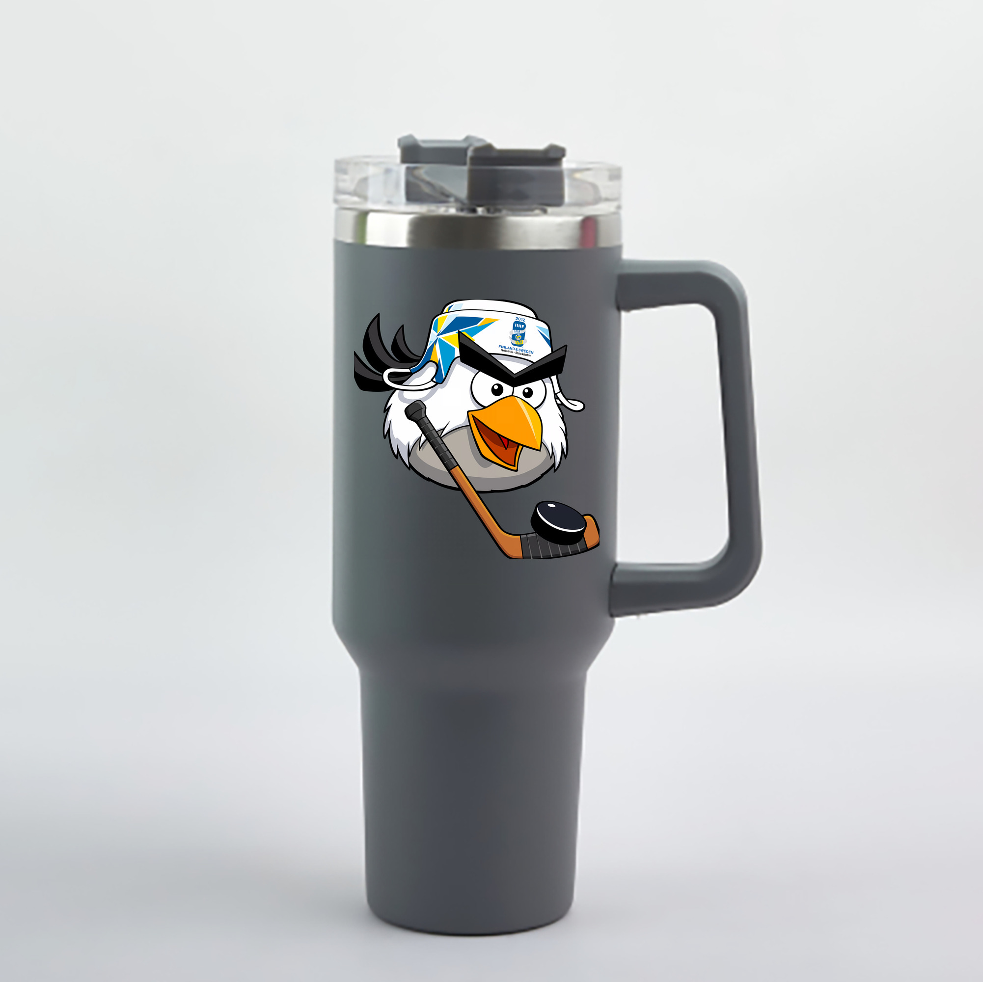 （画像用） Angry Birds アングリーバード 1200mL車用タンブラー - クリスタルステッカー（プラスチックストロー付き）