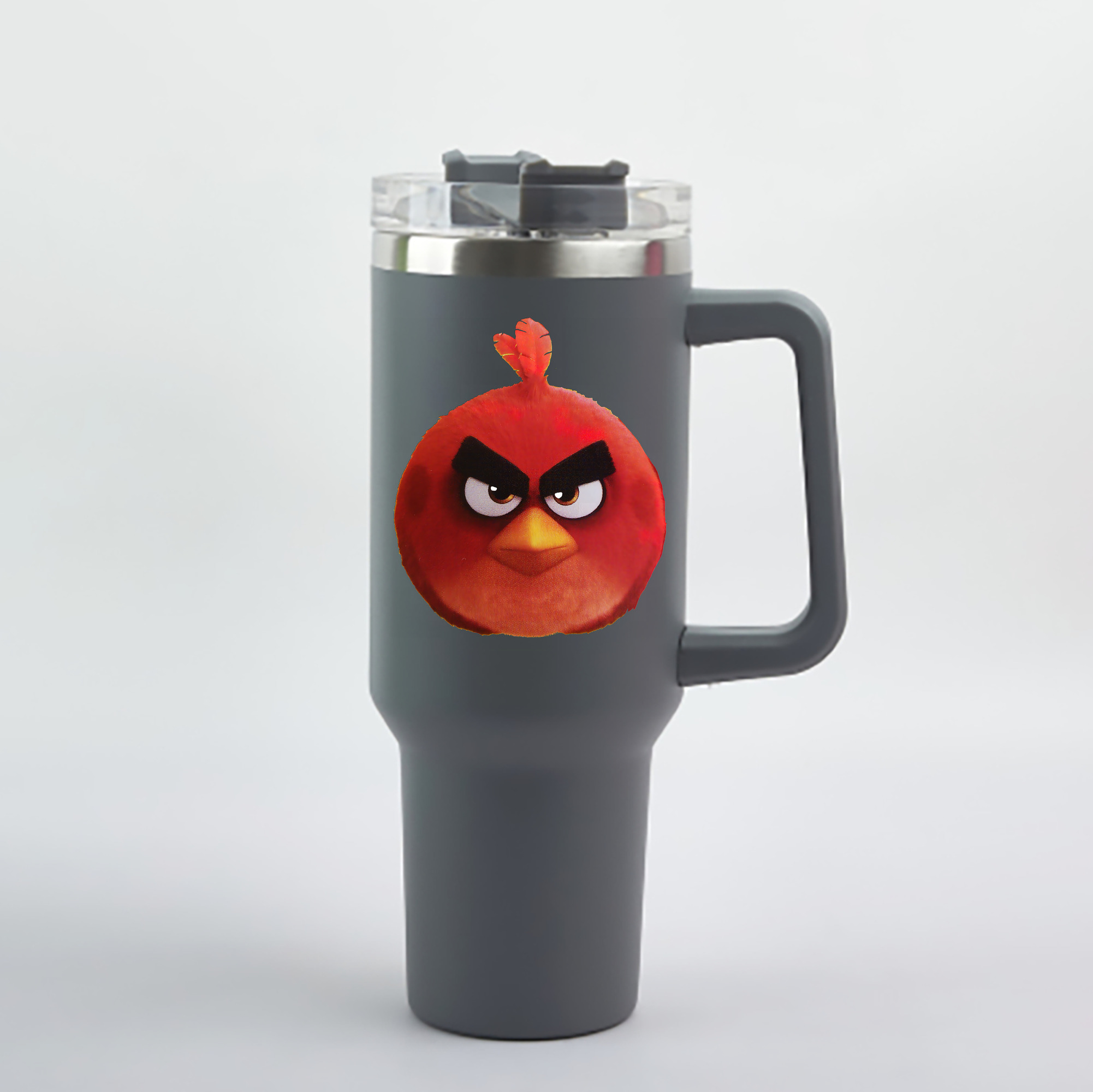 （画像用） Angry Birds アングリーバード 1200mL車用タンブラー - クリスタルステッカー（プラスチックストロー付き）