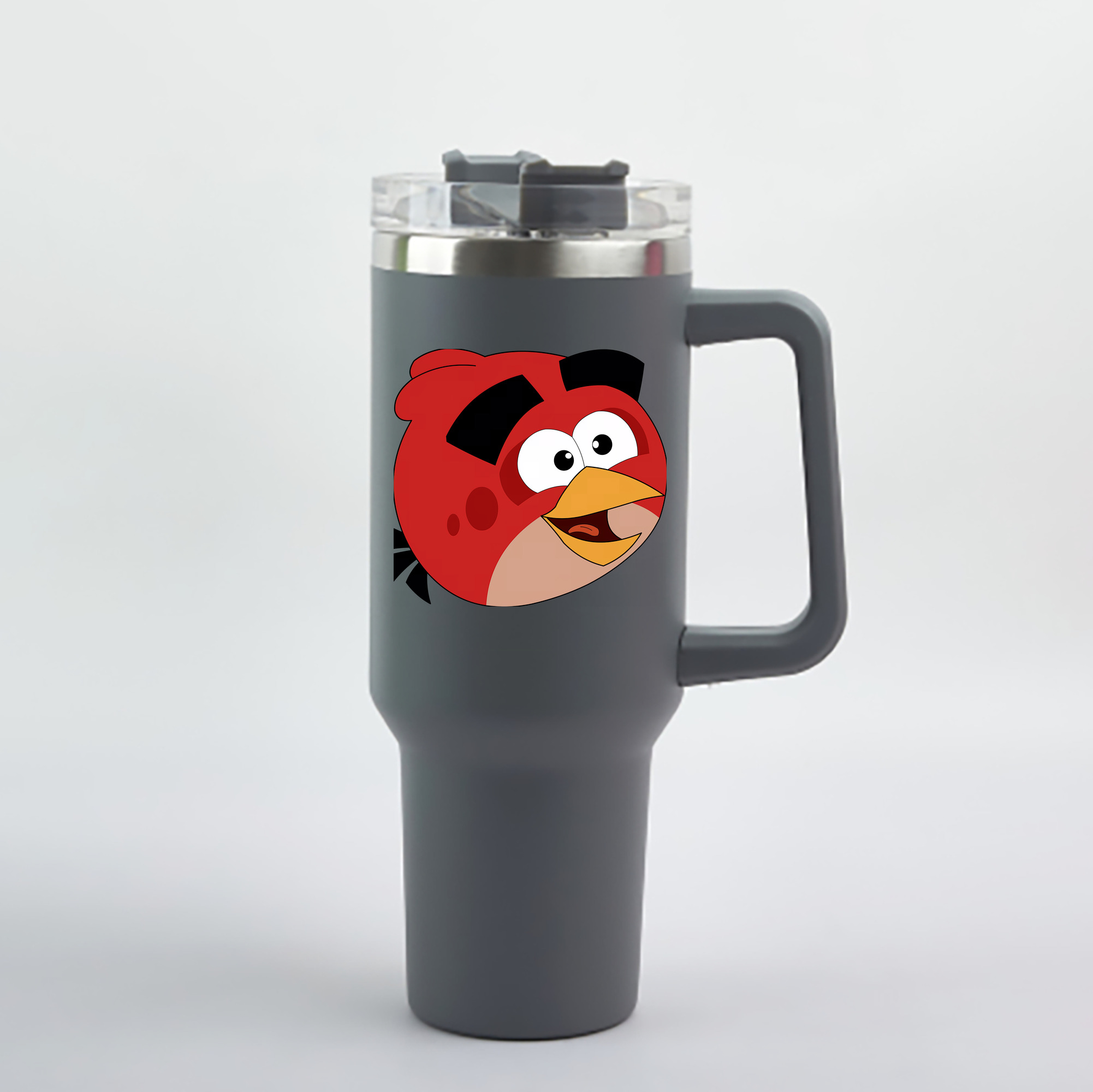 （画像用） Angry Birds アングリーバード 1200mL車用タンブラー - クリスタルステッカー（プラスチックストロー付き）