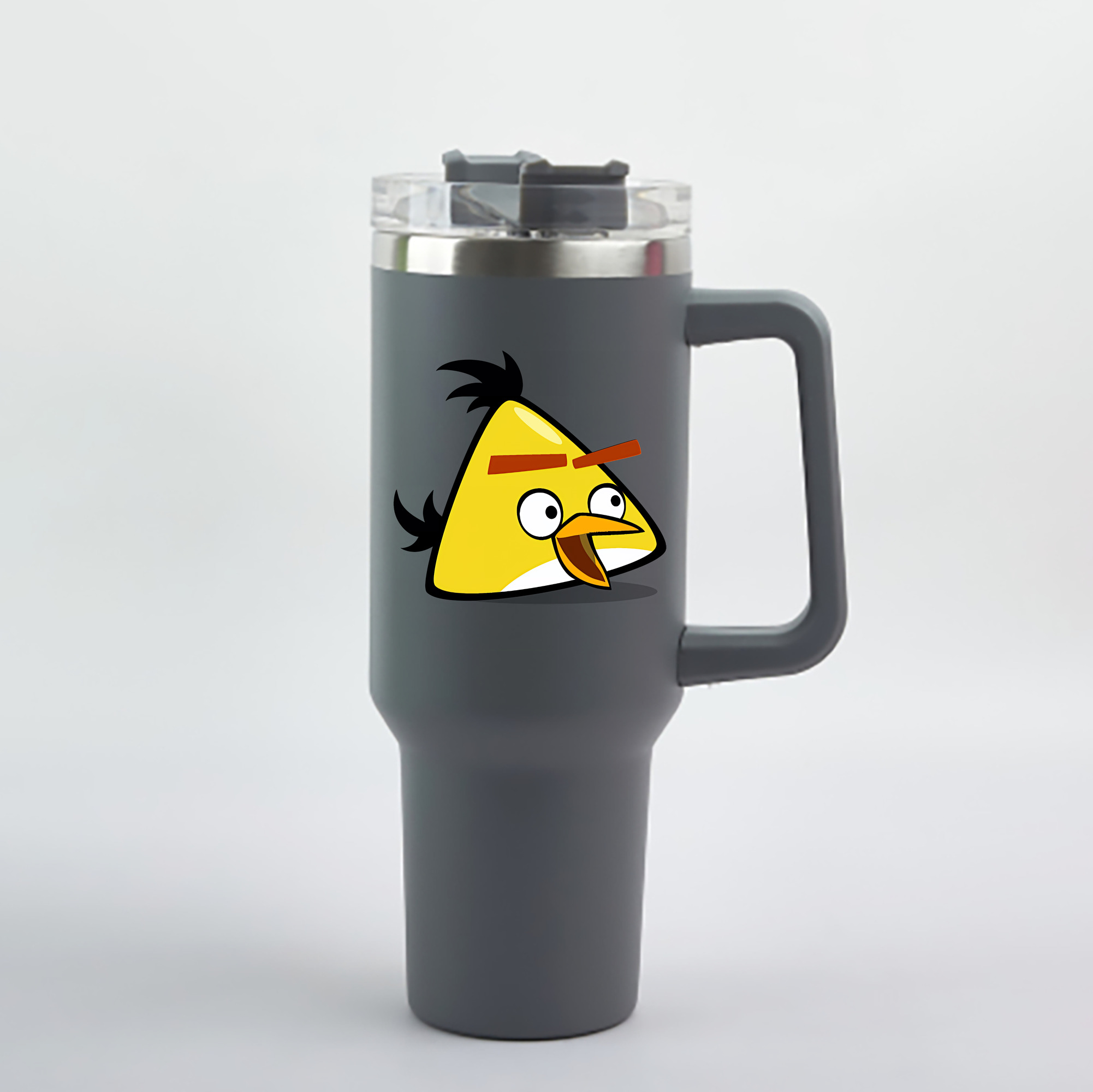 （画像用） Angry Birds アングリーバード 1200mL車用タンブラー - クリスタルステッカー（プラスチックストロー付き）