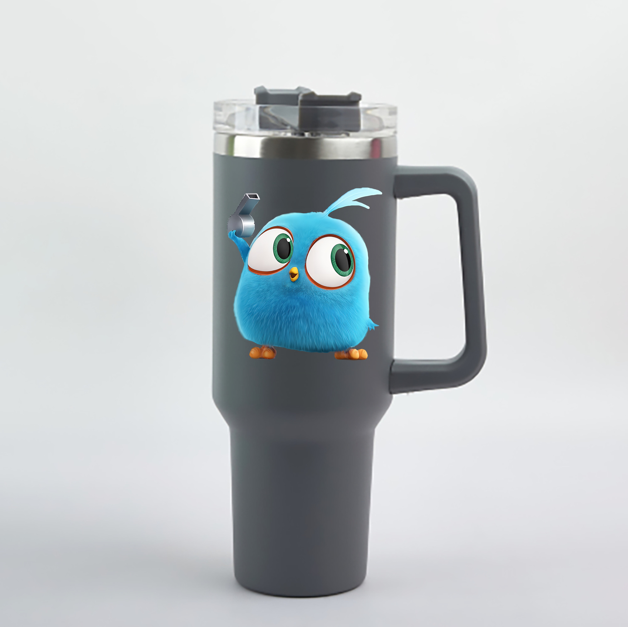 （画像用） Angry Birds アングリーバード 1200mL車用タンブラー - クリスタルステッカー（プラスチックストロー付き）