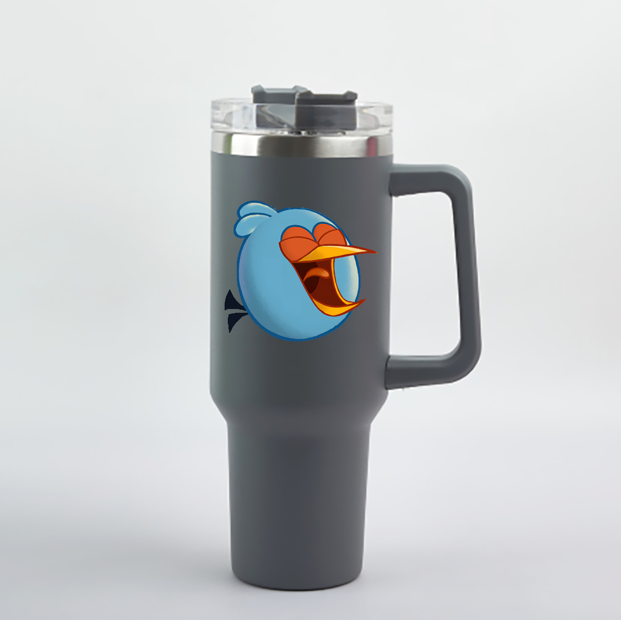 （画像用） Angry Birds アングリーバード 1200mL車用タンブラー - クリスタルステッカー（プラスチックストロー付き）