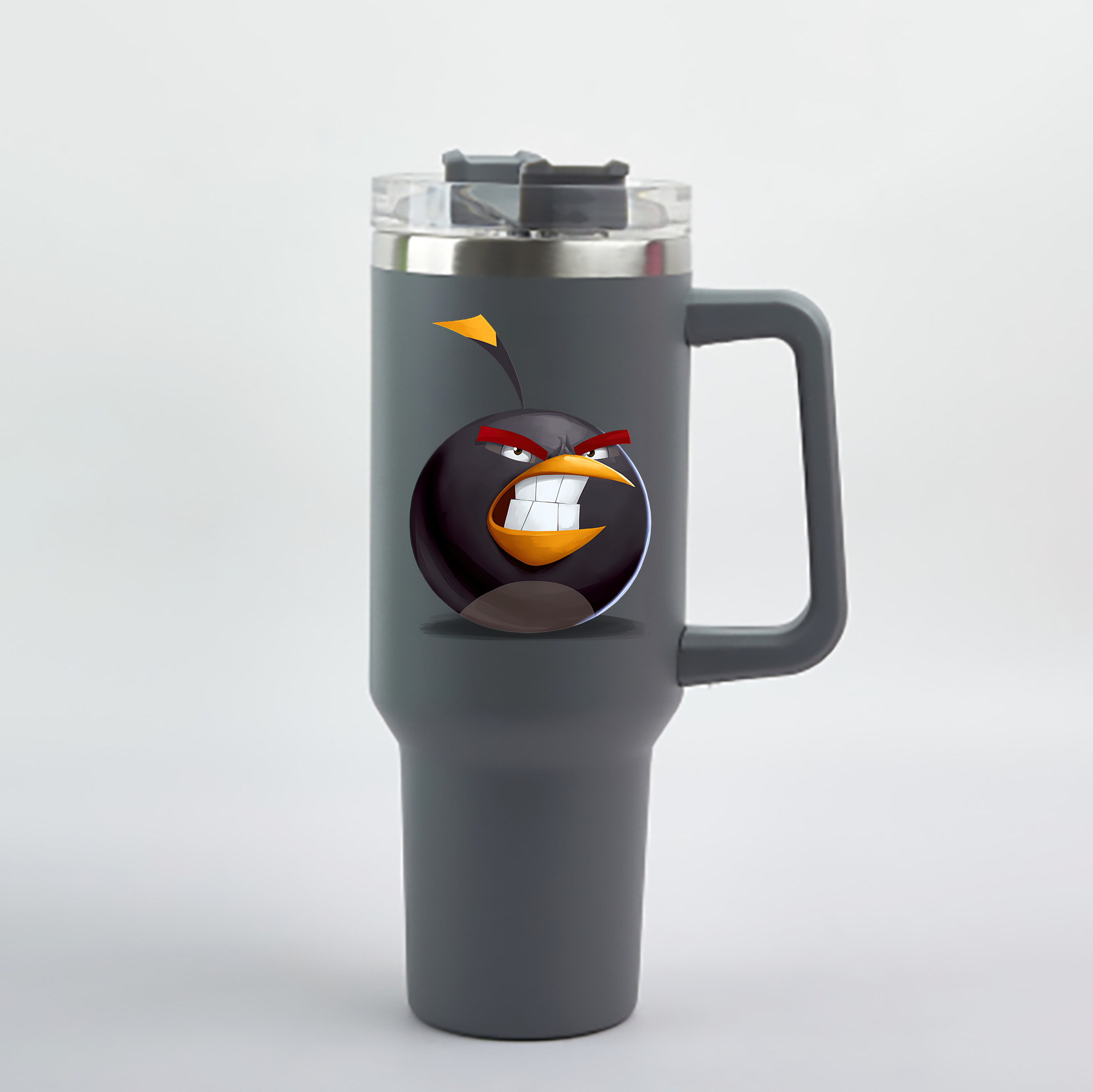 （画像用） Angry Birds アングリーバード 1200mL車用タンブラー - クリスタルステッカー（プラスチックストロー付き）