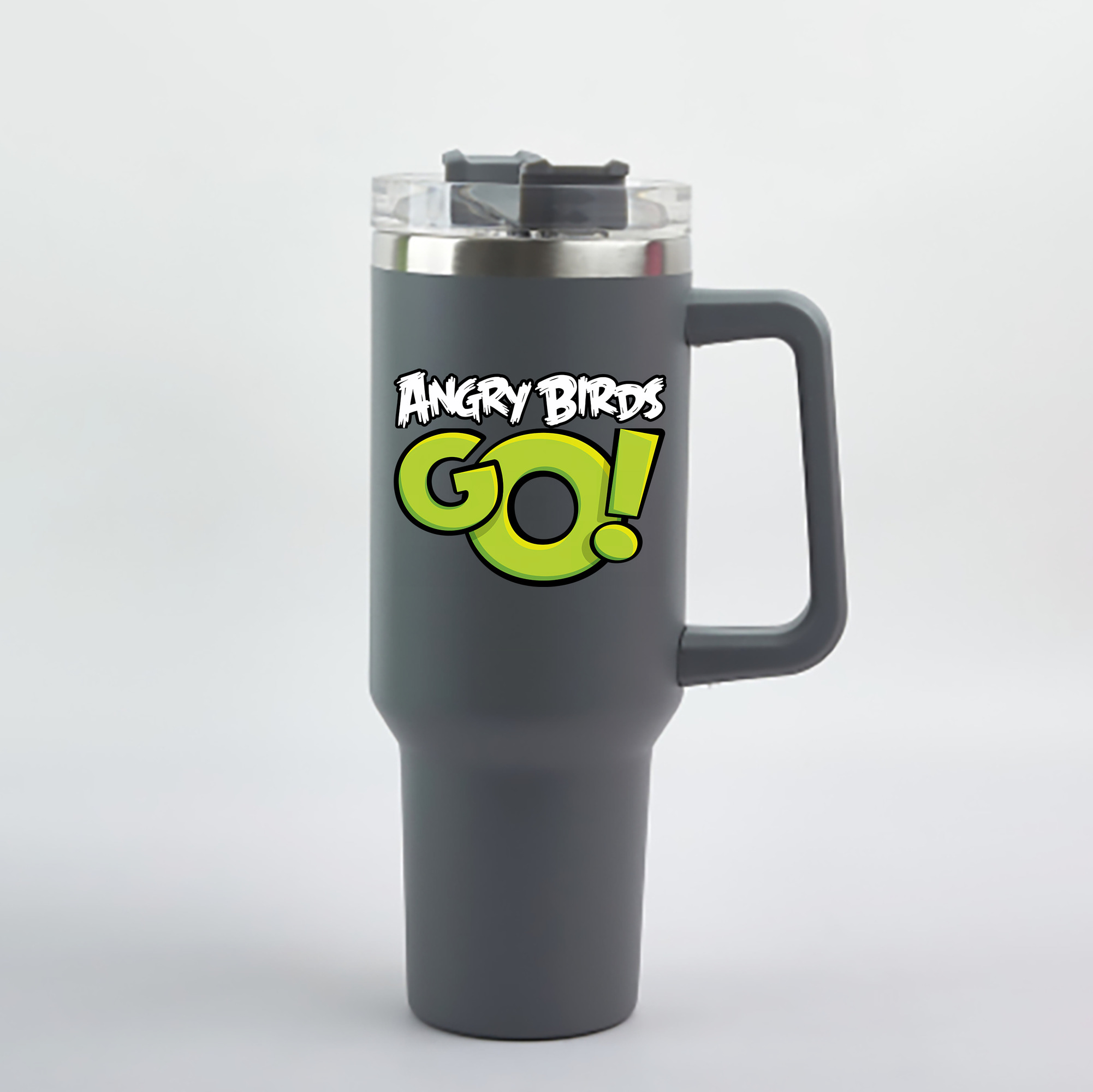 （画像用） Angry Birds アングリーバード 1200mL車用タンブラー - クリスタルステッカー（プラスチックストロー付き）