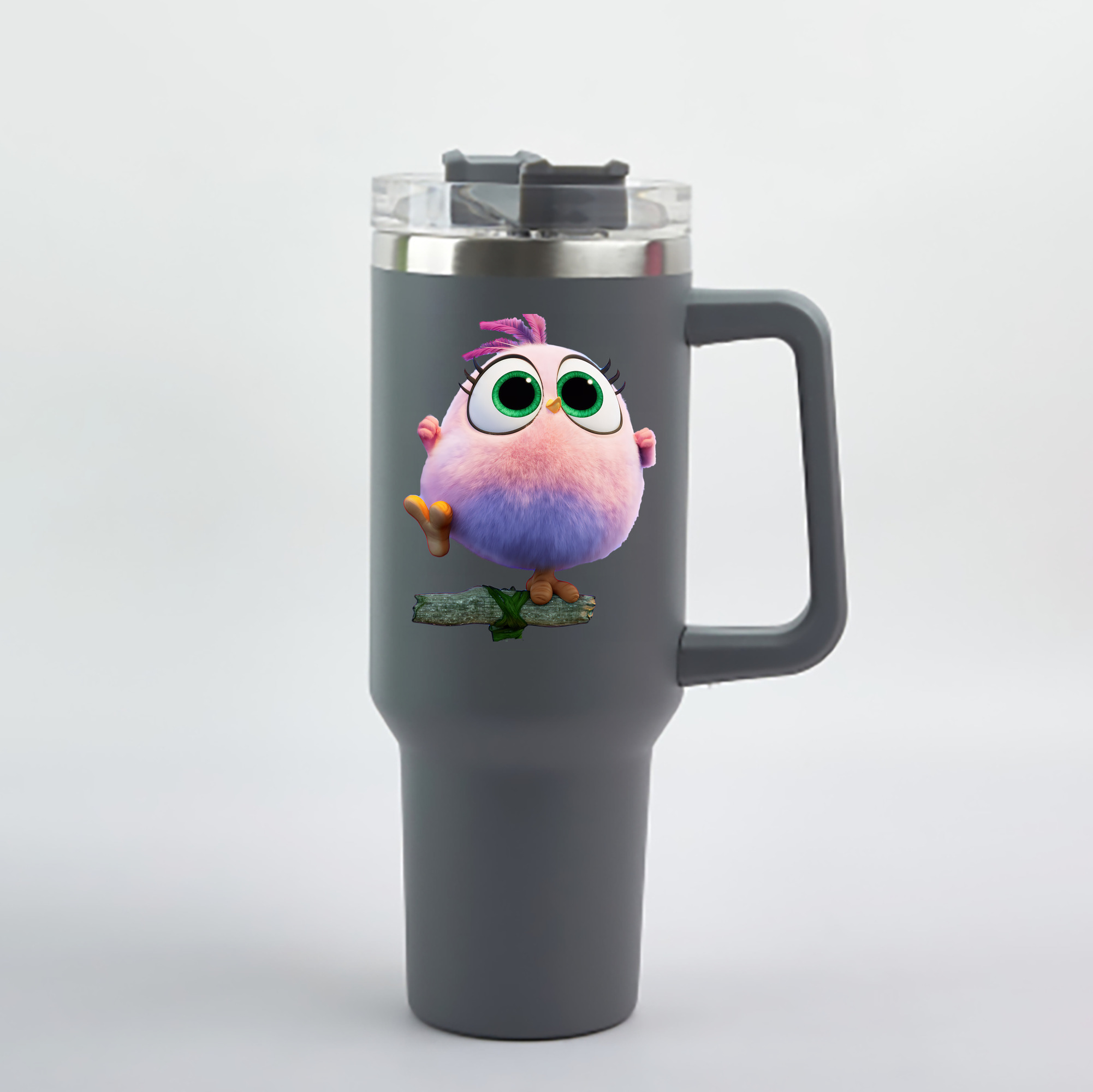 （画像用） Angry Birds アングリーバード 1200mL車用タンブラー - クリスタルステッカー（プラスチックストロー付き）