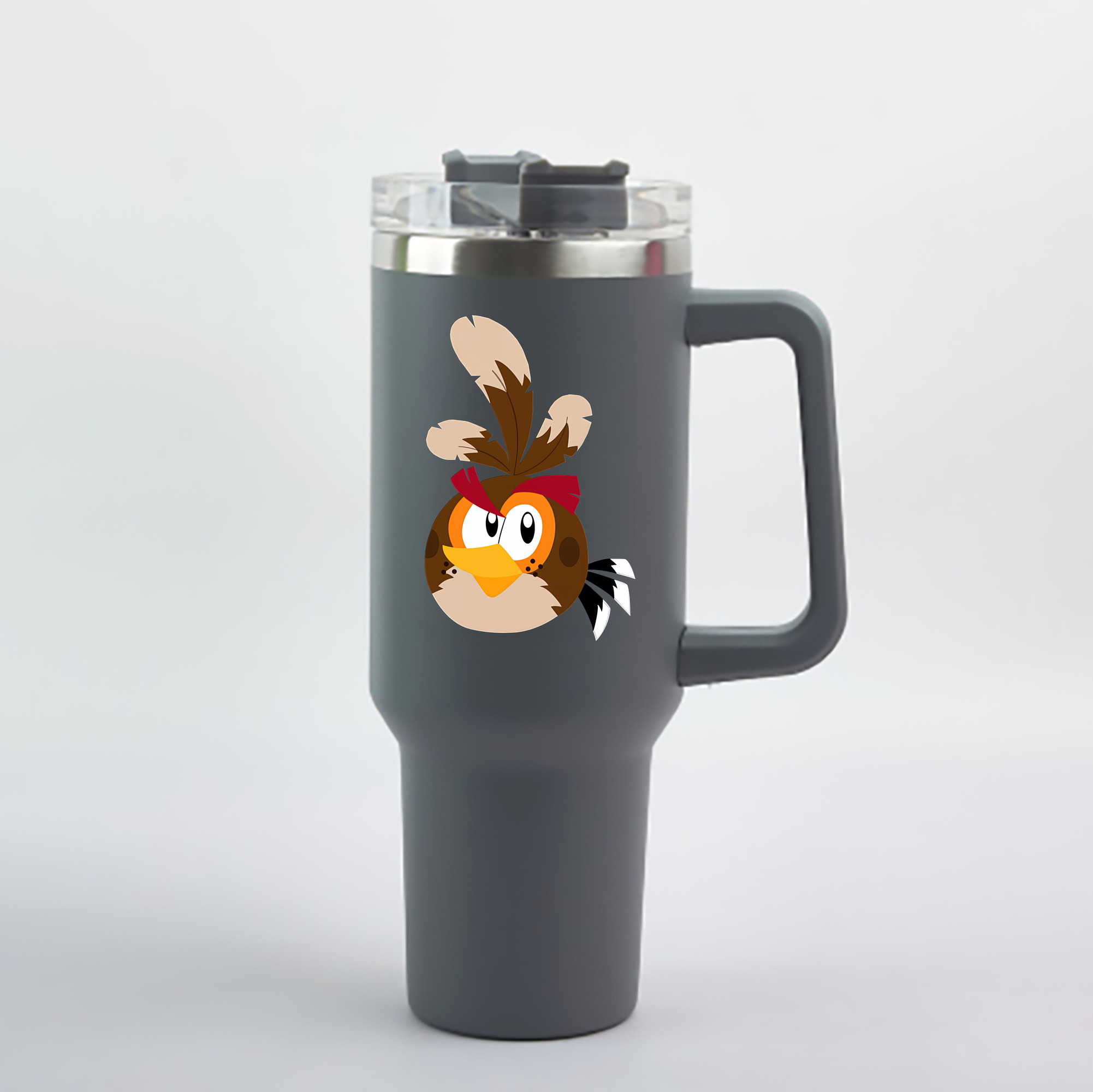 （画像用） Angry Birds アングリーバード 1200mL車用タンブラー - クリスタルステッカー（プラスチックストロー付き）