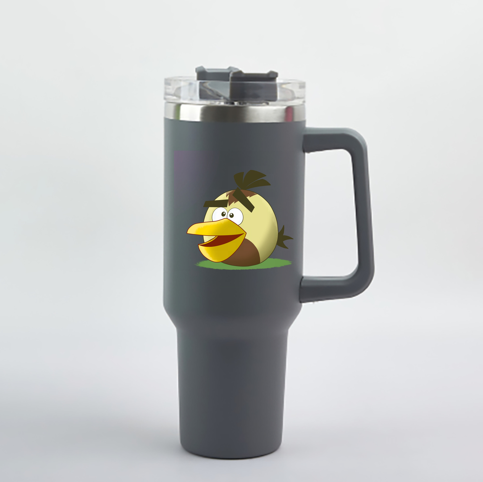 （画像用） Angry Birds アングリーバード 1200mL車用タンブラー - クリスタルステッカー（プラスチックストロー付き）