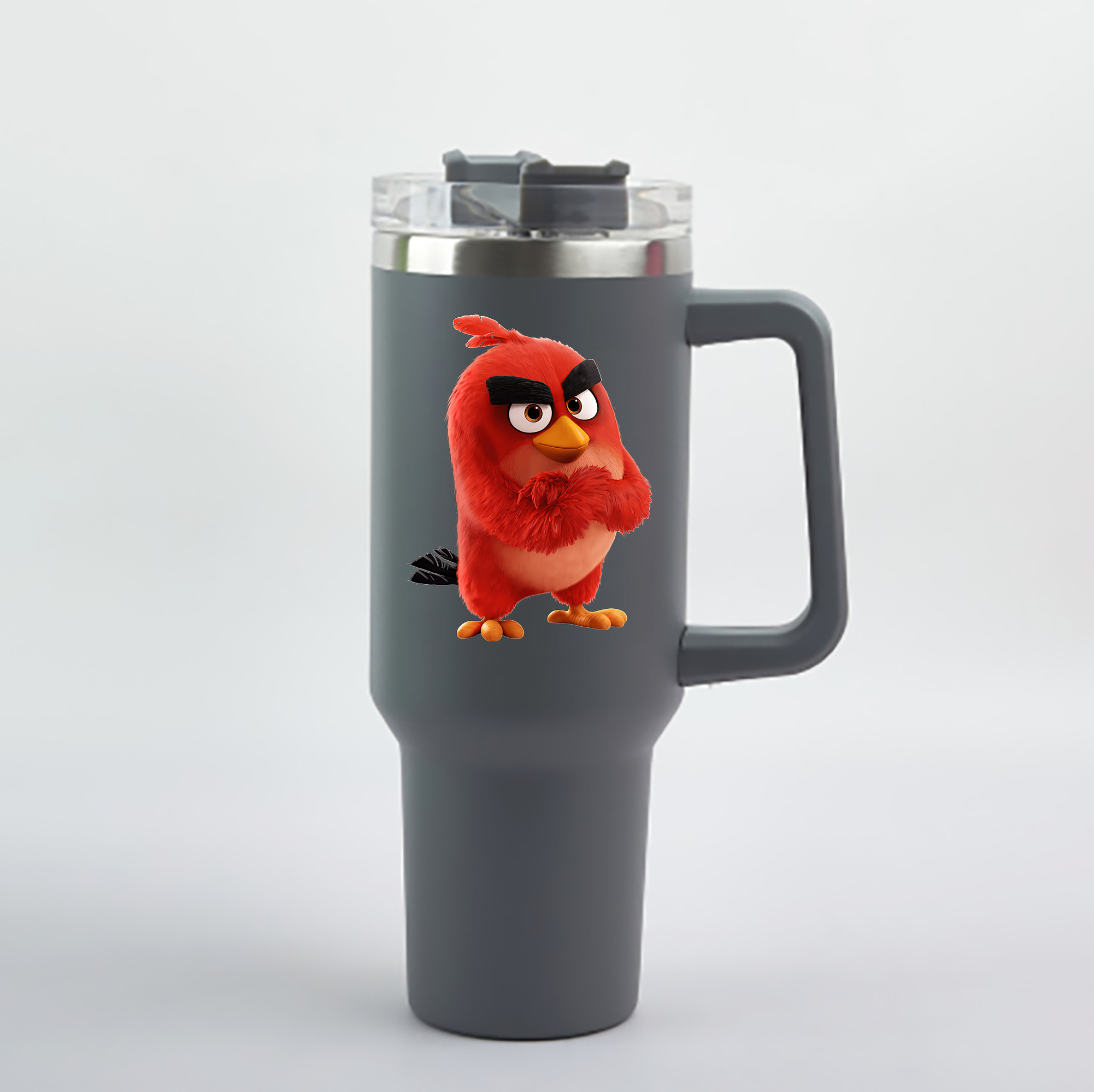 （画像用） Angry Birds アングリーバード 1200mL車用タンブラー - クリスタルステッカー（プラスチックストロー付き）