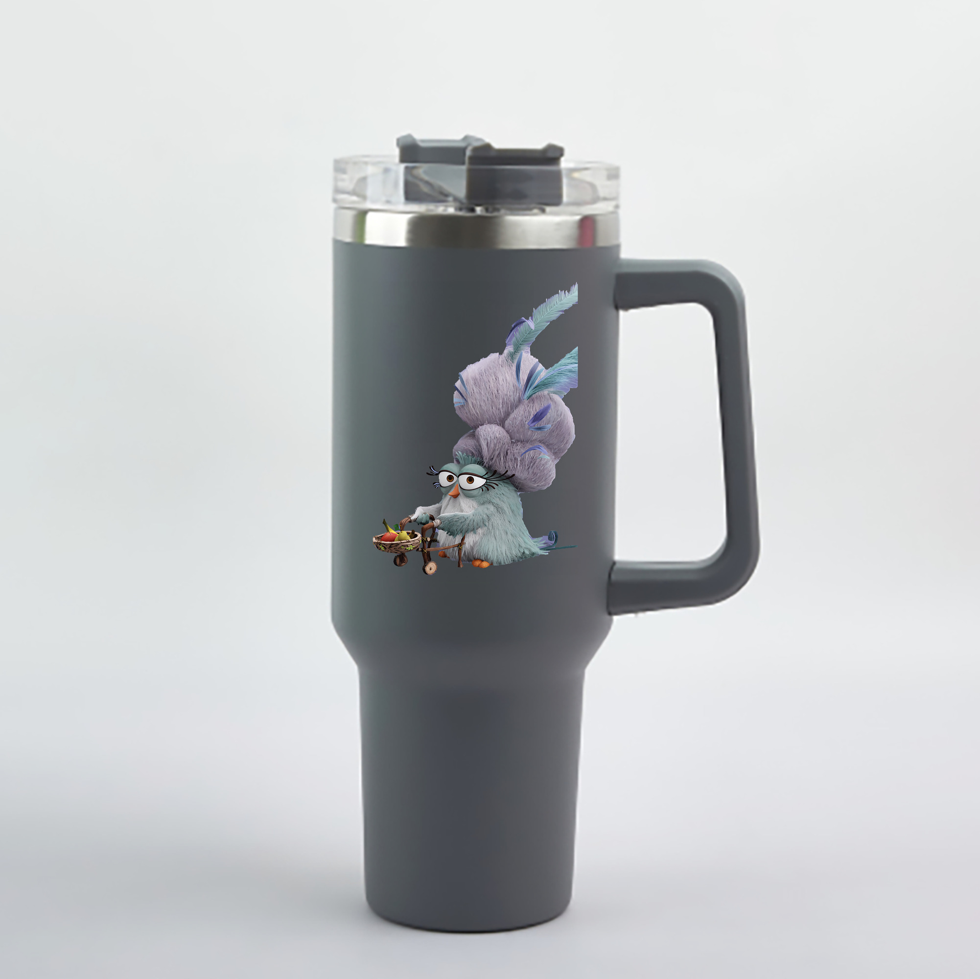 （画像用） Angry Birds アングリーバード 1200mL車用タンブラー - クリスタルステッカー（プラスチックストロー付き）