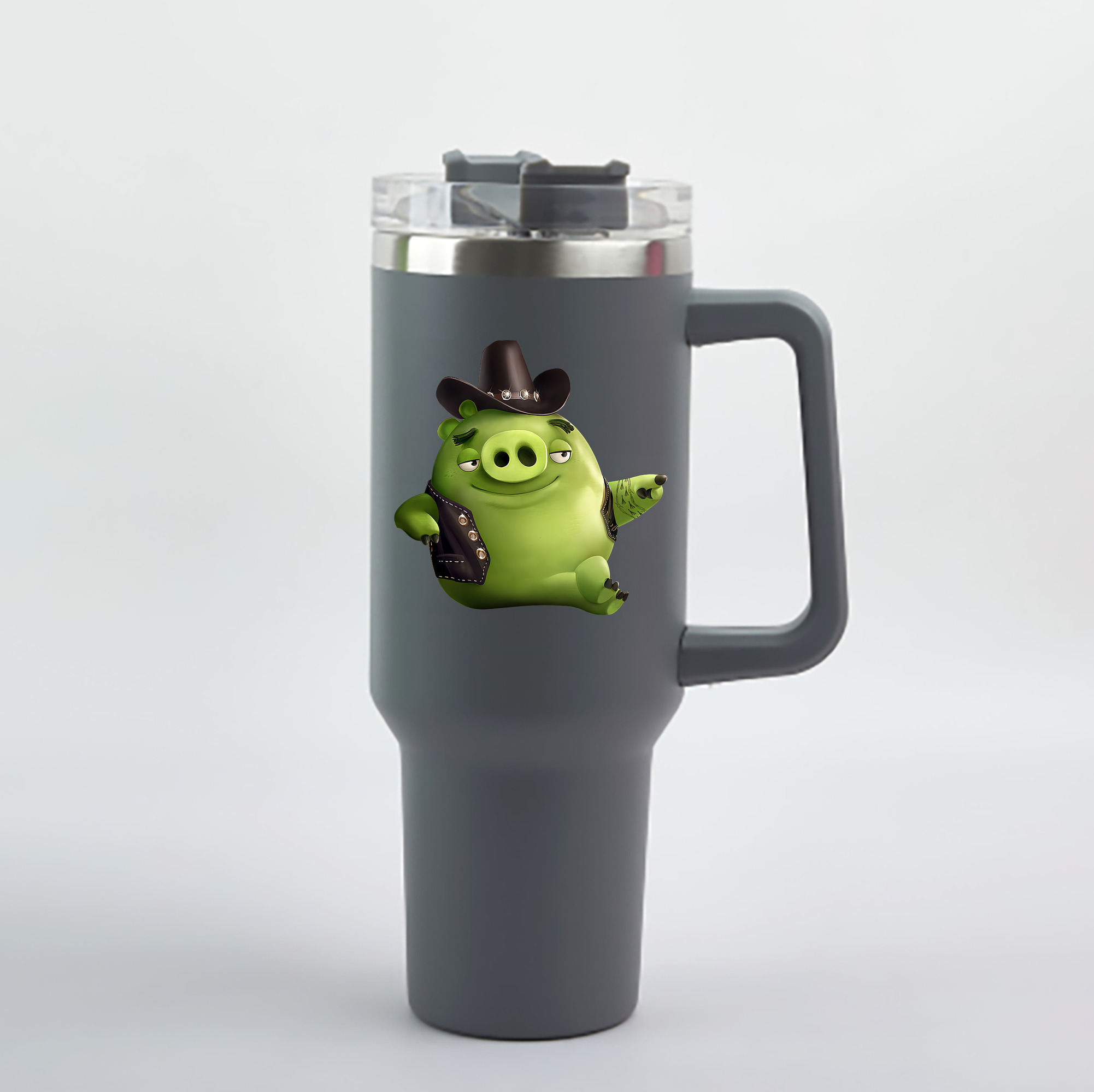 （画像用） Angry Birds アングリーバード 1200mL車用タンブラー - クリスタルステッカー（プラスチックストロー付き）