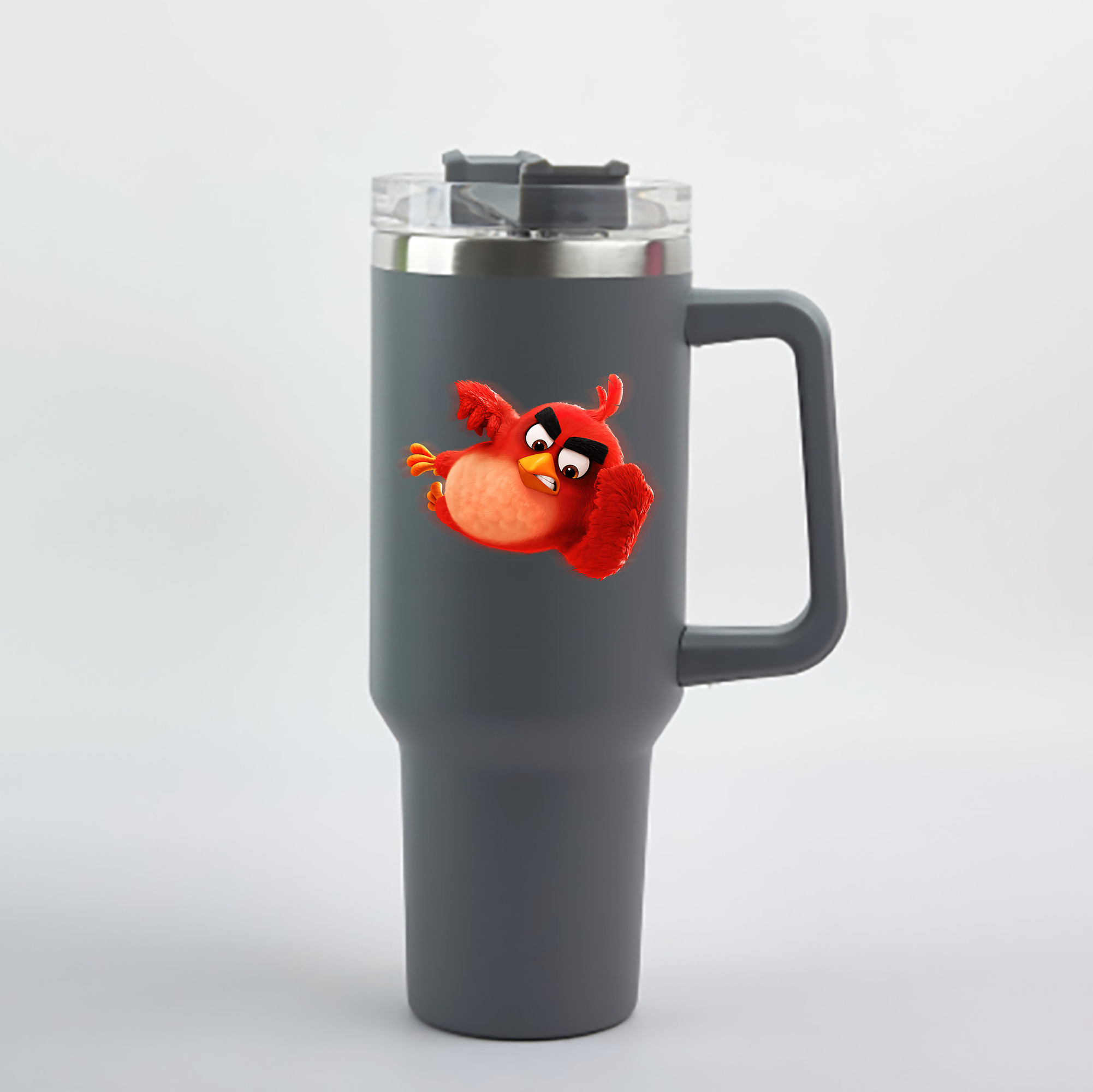（画像用） Angry Birds アングリーバード 1200mL車用タンブラー - クリスタルステッカー（プラスチックストロー付き）