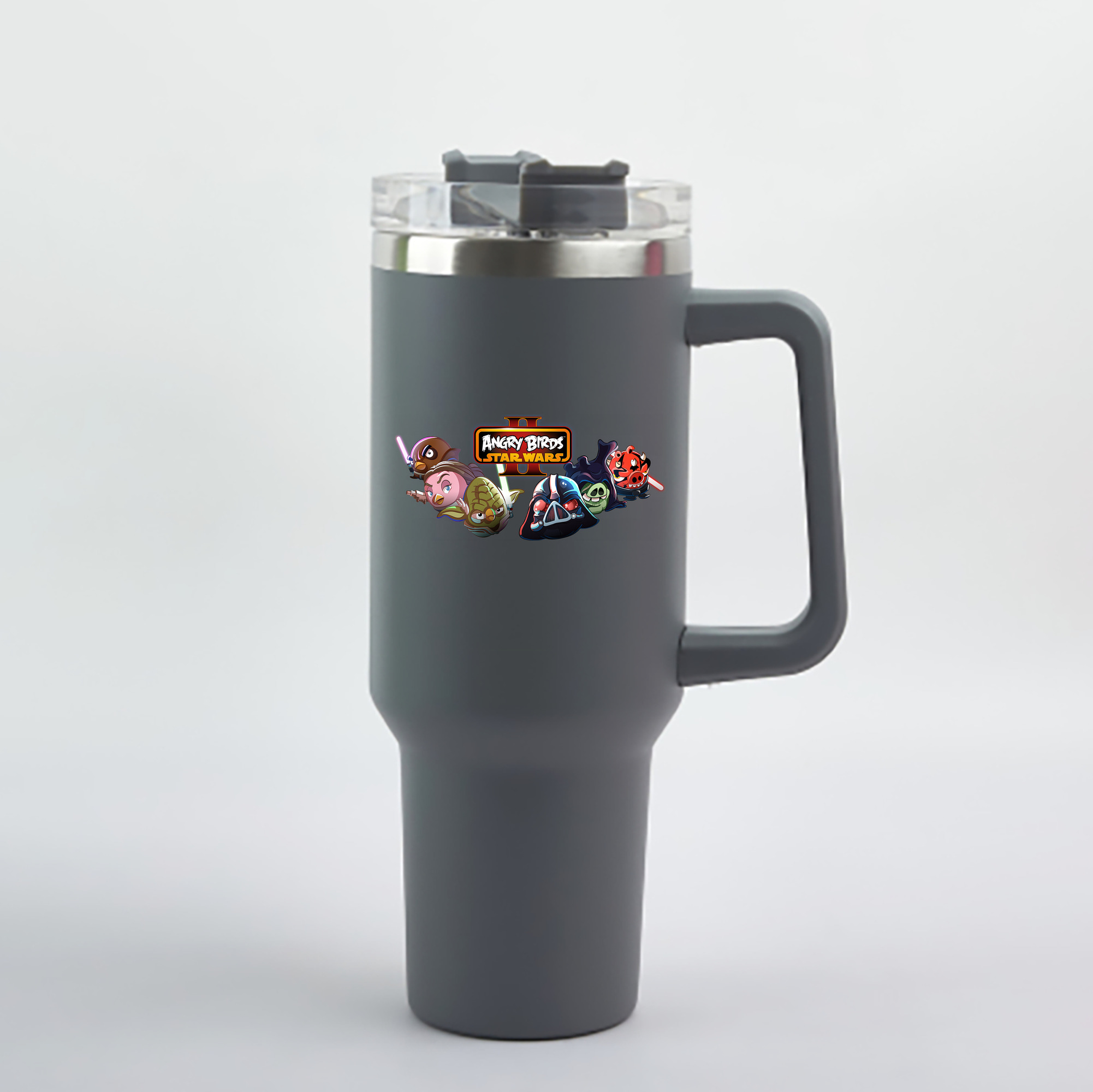 （画像用） Angry Birds アングリーバード 1200mL車用タンブラー - クリスタルステッカー（プラスチックストロー付き）
