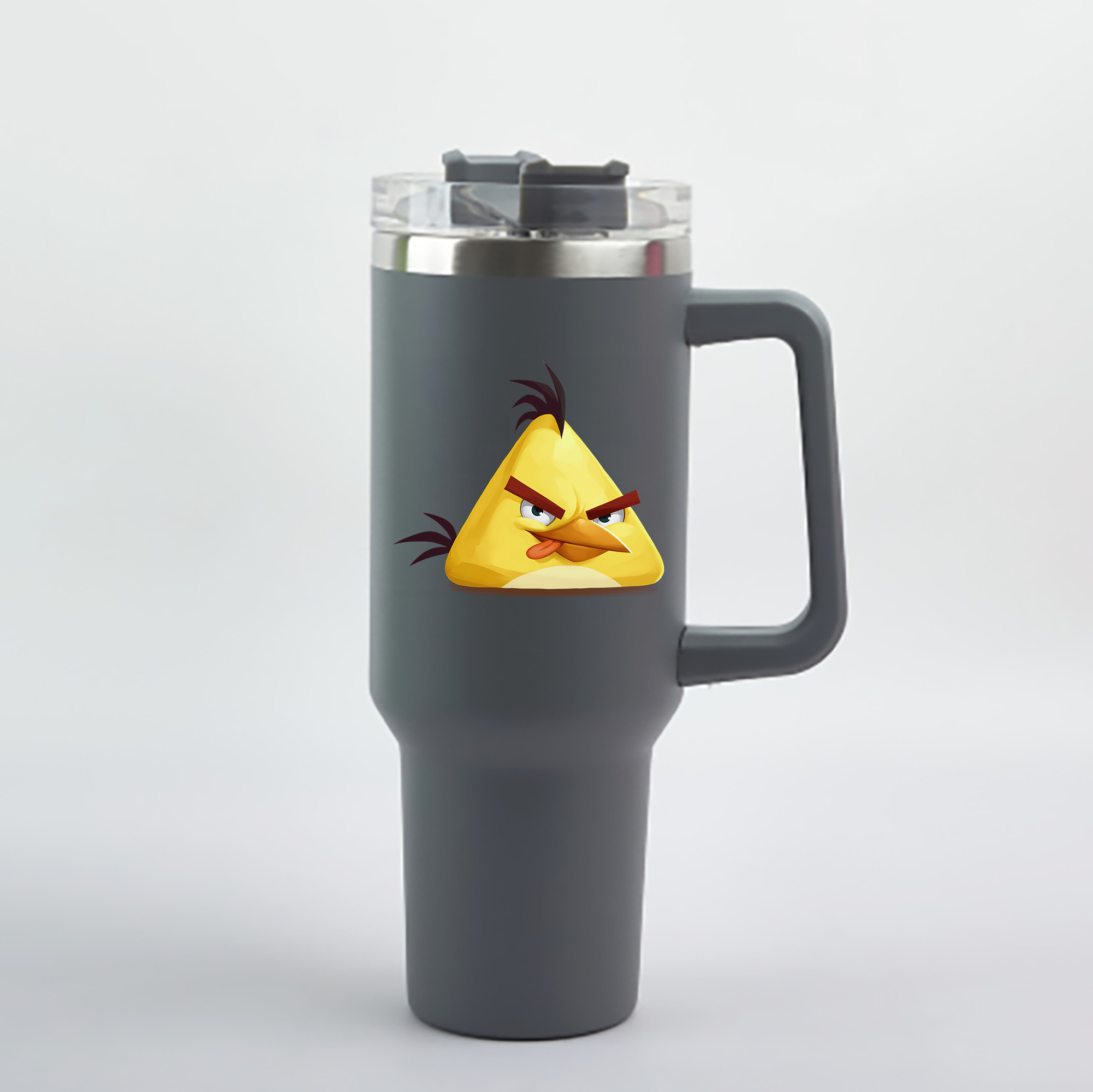 （画像用） Angry Birds アングリーバード 1200mL車用タンブラー - クリスタルステッカー（プラスチックストロー付き）