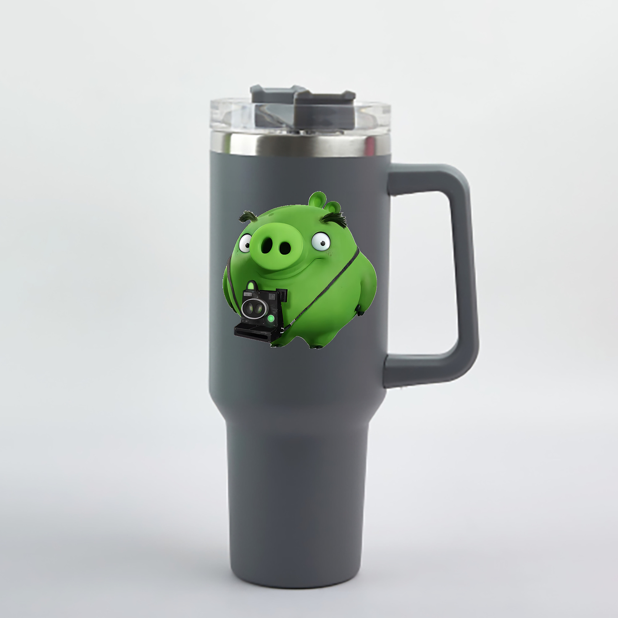 （画像用） Angry Birds アングリーバード 1200mL車用タンブラー - クリスタルステッカー（プラスチックストロー付き）