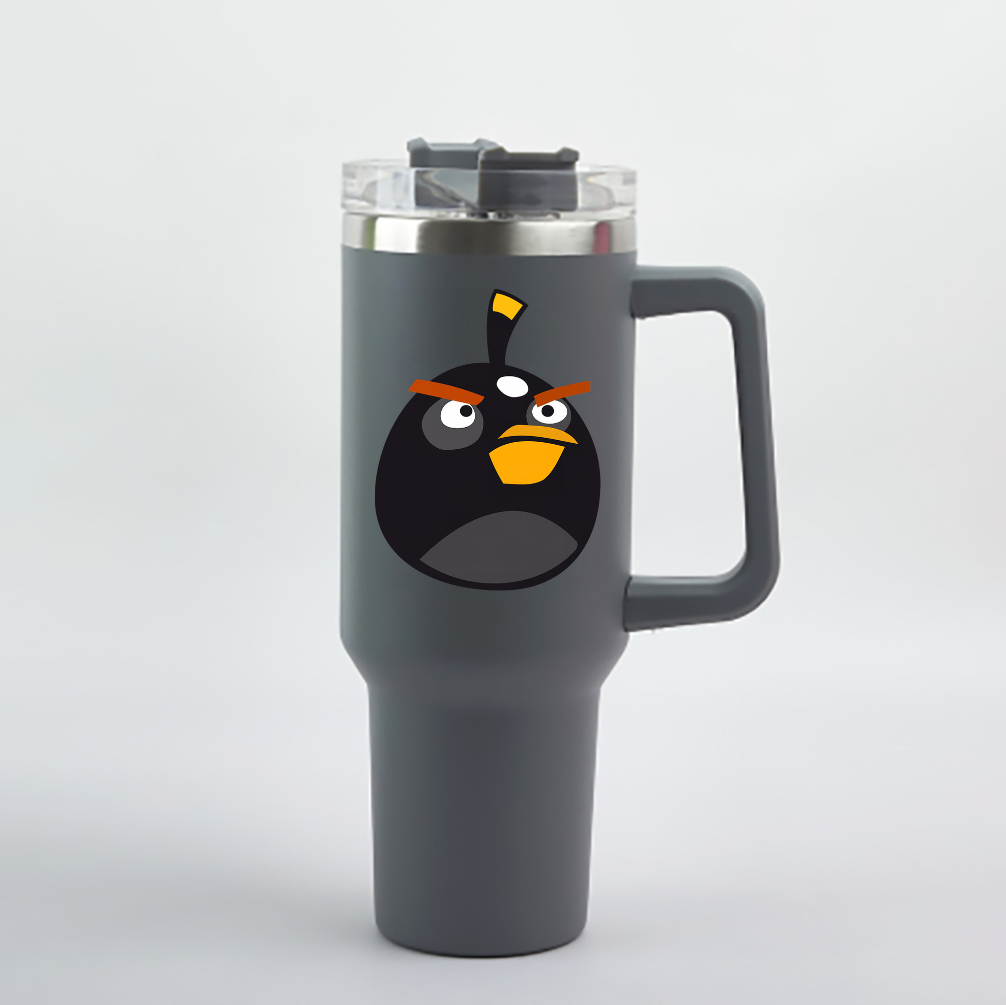 （画像用） Angry Birds アングリーバード 1200mL車用タンブラー - クリスタルステッカー（プラスチックストロー付き）