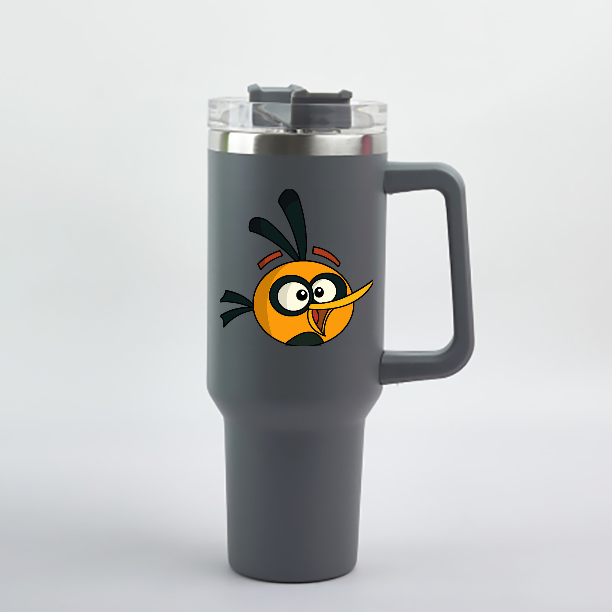 （画像用） Angry Birds アングリーバード 1200mL車用タンブラー - クリスタルステッカー（プラスチックストロー付き）