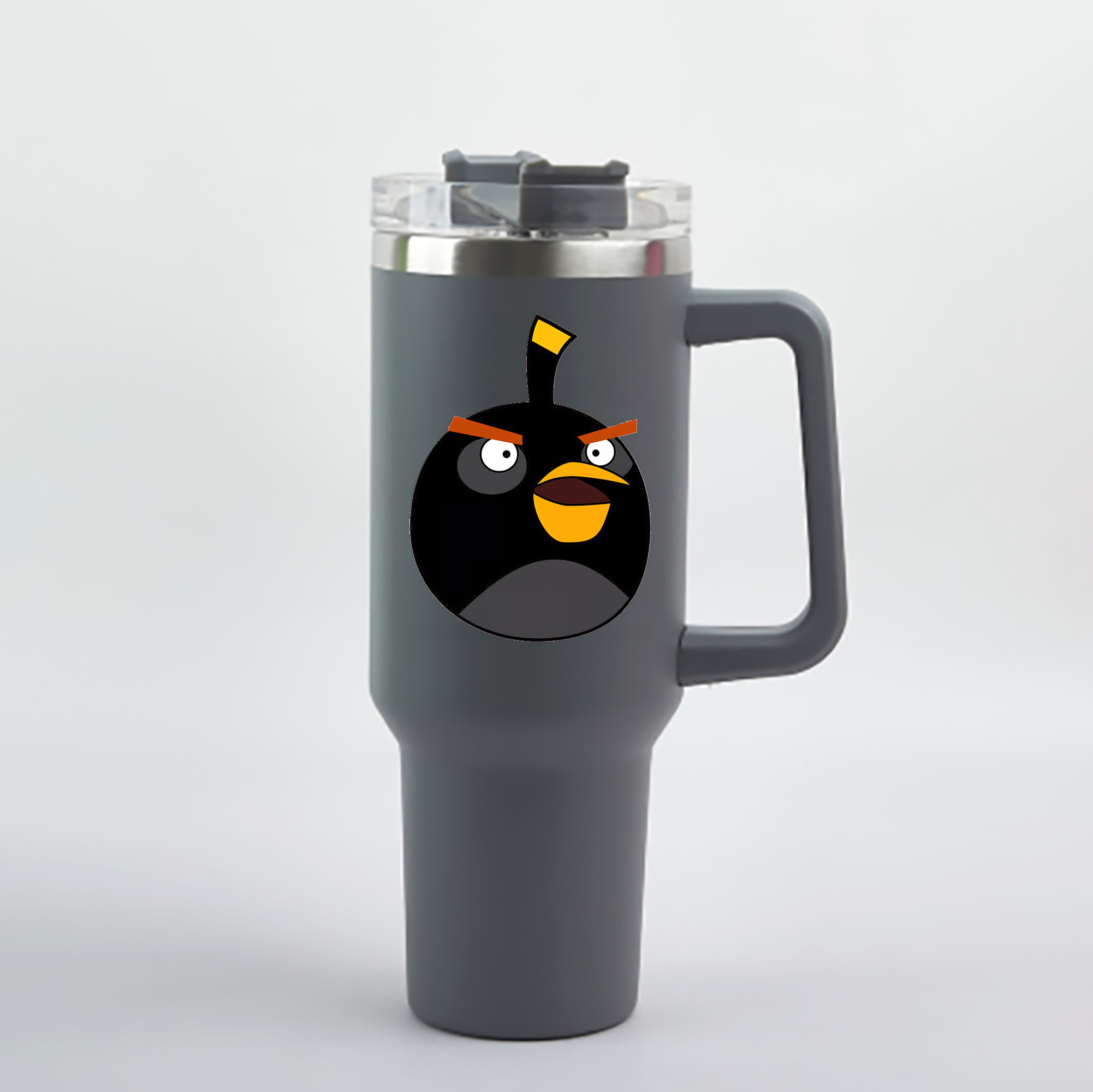 （画像用） Angry Birds アングリーバード 1200mL車用タンブラー - クリスタルステッカー（プラスチックストロー付き）