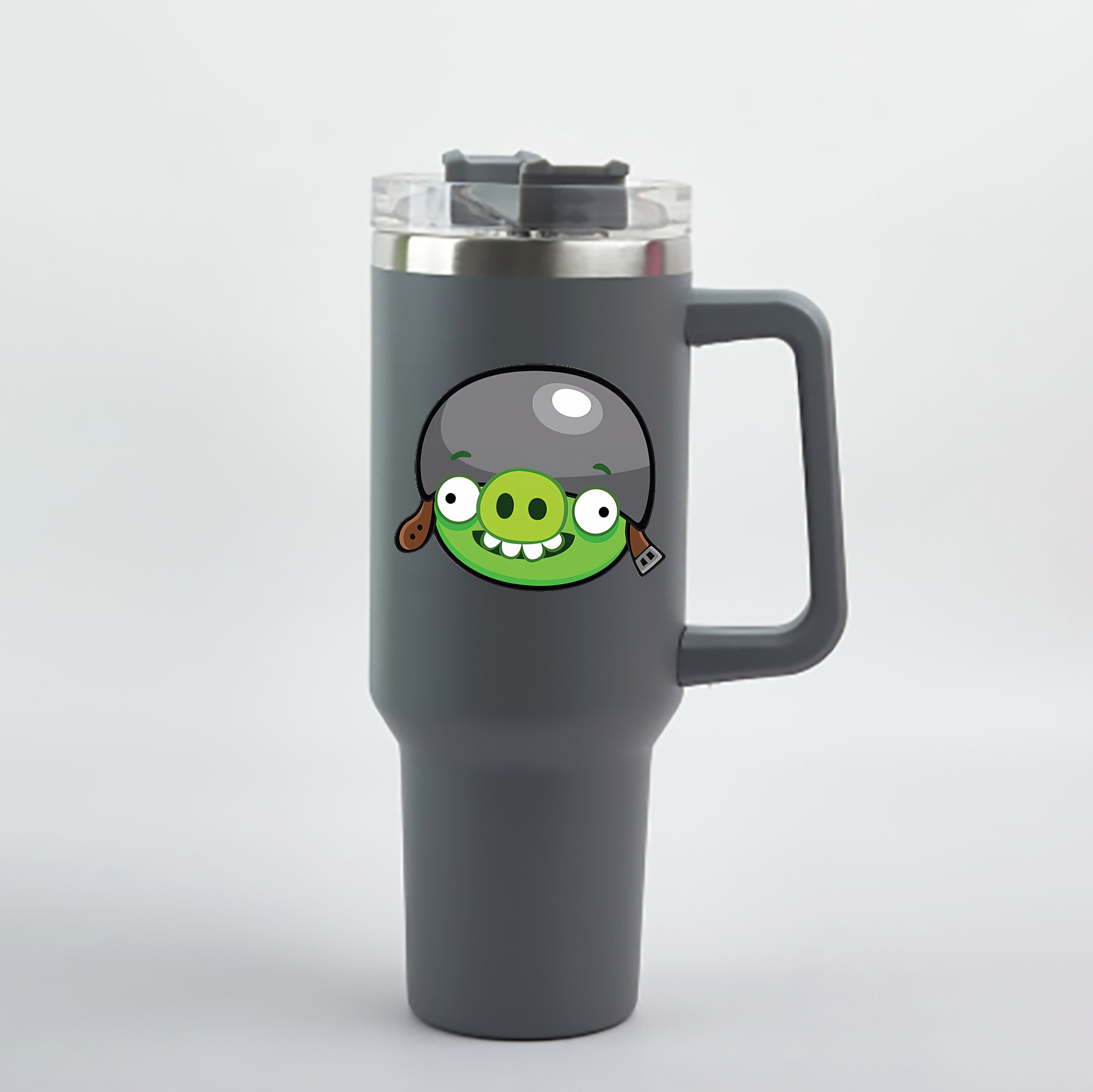 （画像用） Angry Birds アングリーバード 1200mL車用タンブラー - クリスタルステッカー（プラスチックストロー付き）