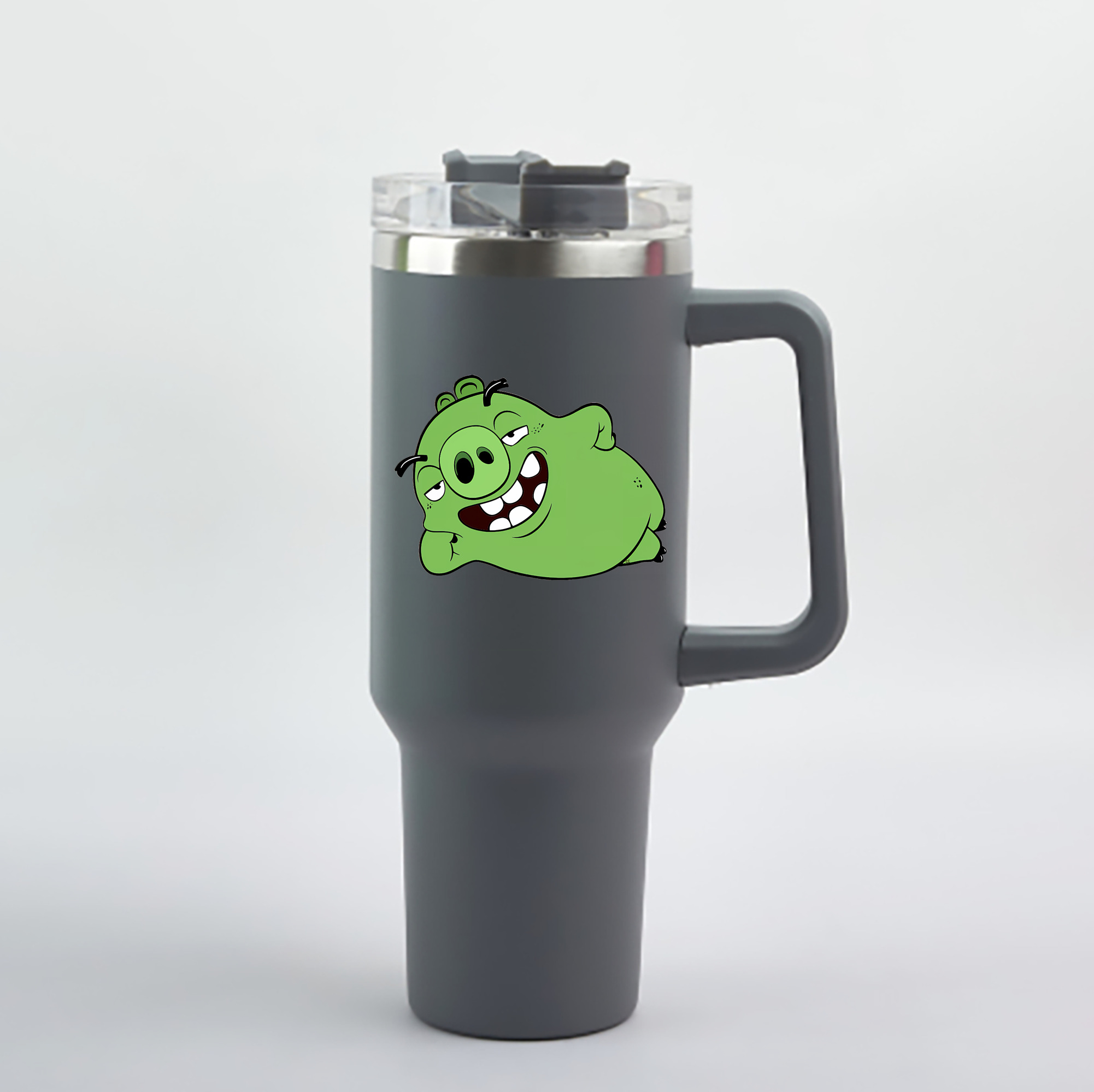 （画像用） Angry Birds アングリーバード 1200mL車用タンブラー - クリスタルステッカー（プラスチックストロー付き）