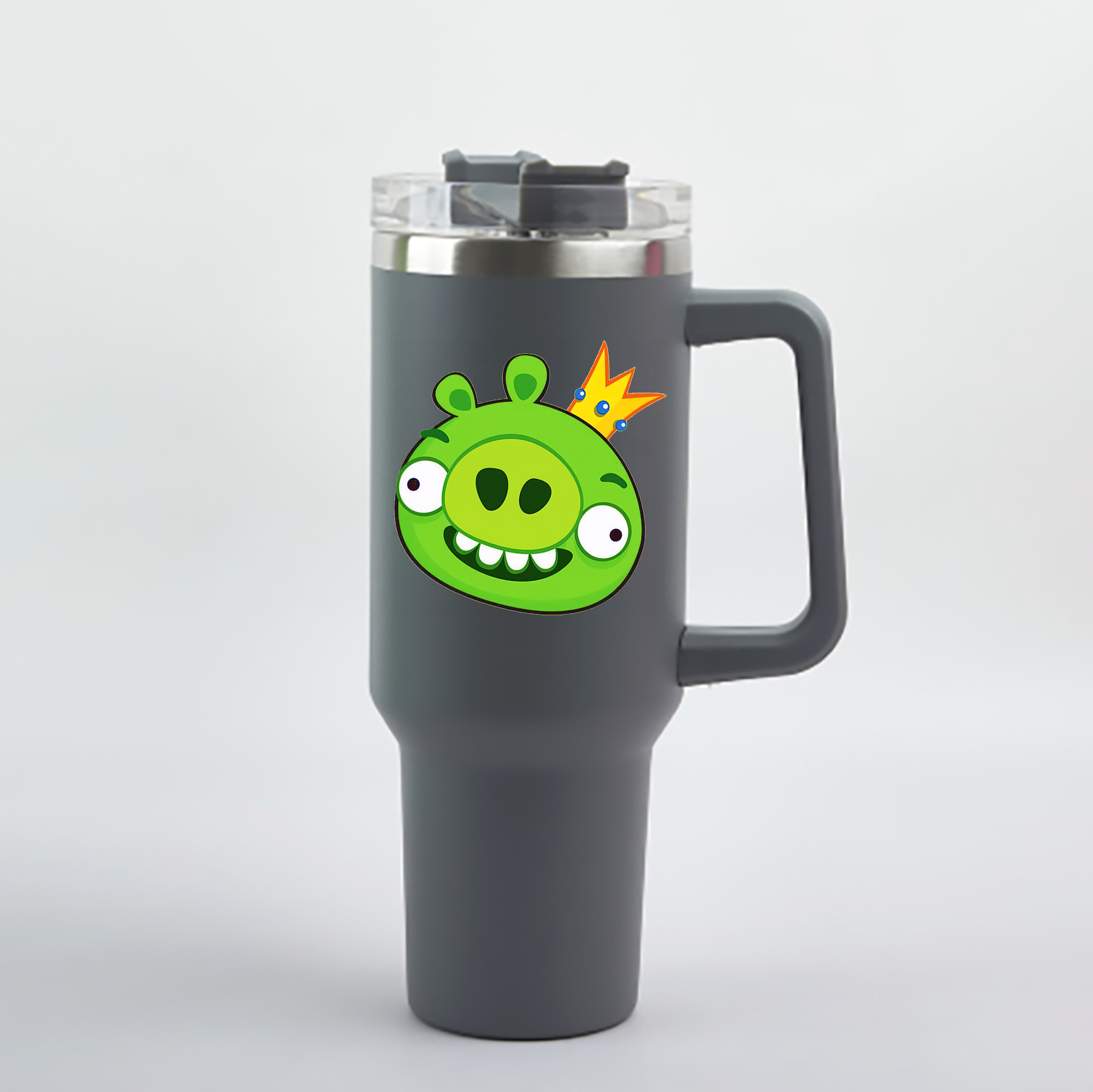 （画像用） Angry Birds アングリーバード 1200mL車用タンブラー - クリスタルステッカー（プラスチックストロー付き）