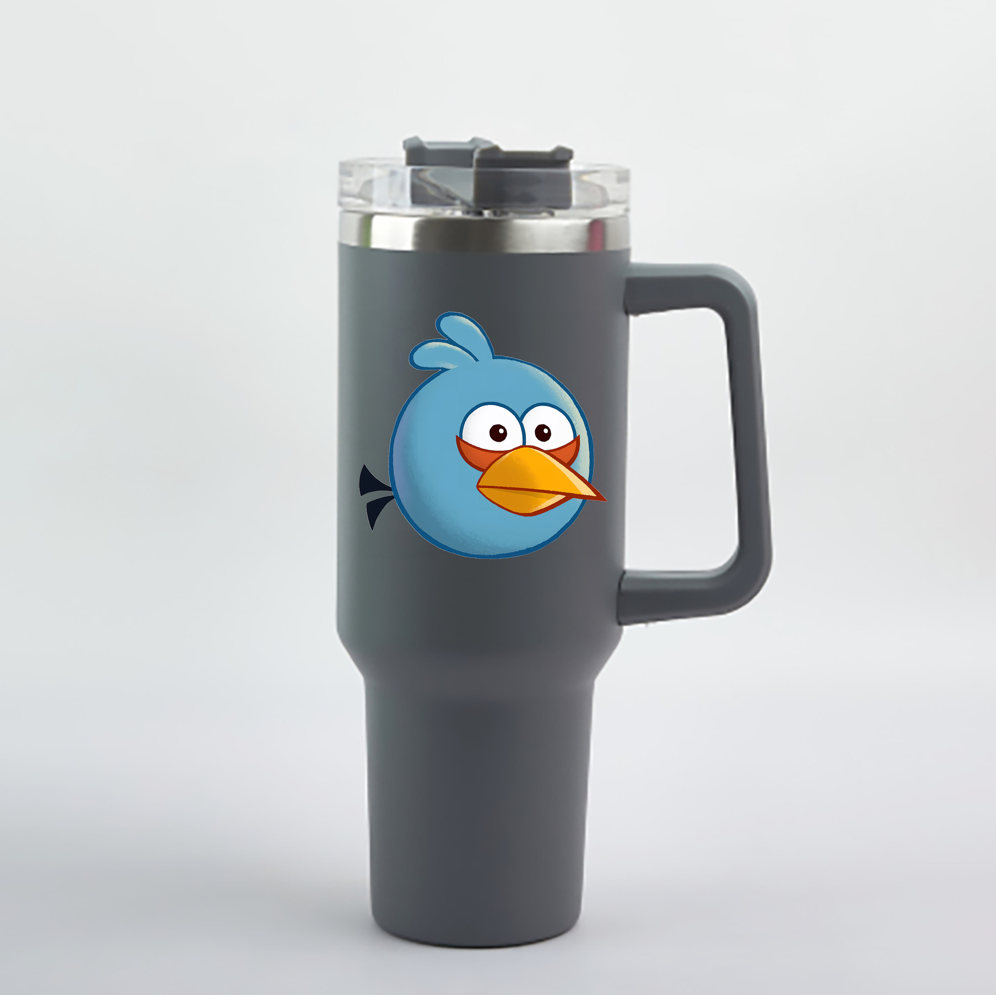 （画像用） Angry Birds アングリーバード 1200mL車用タンブラー - クリスタルステッカー（プラスチックストロー付き）