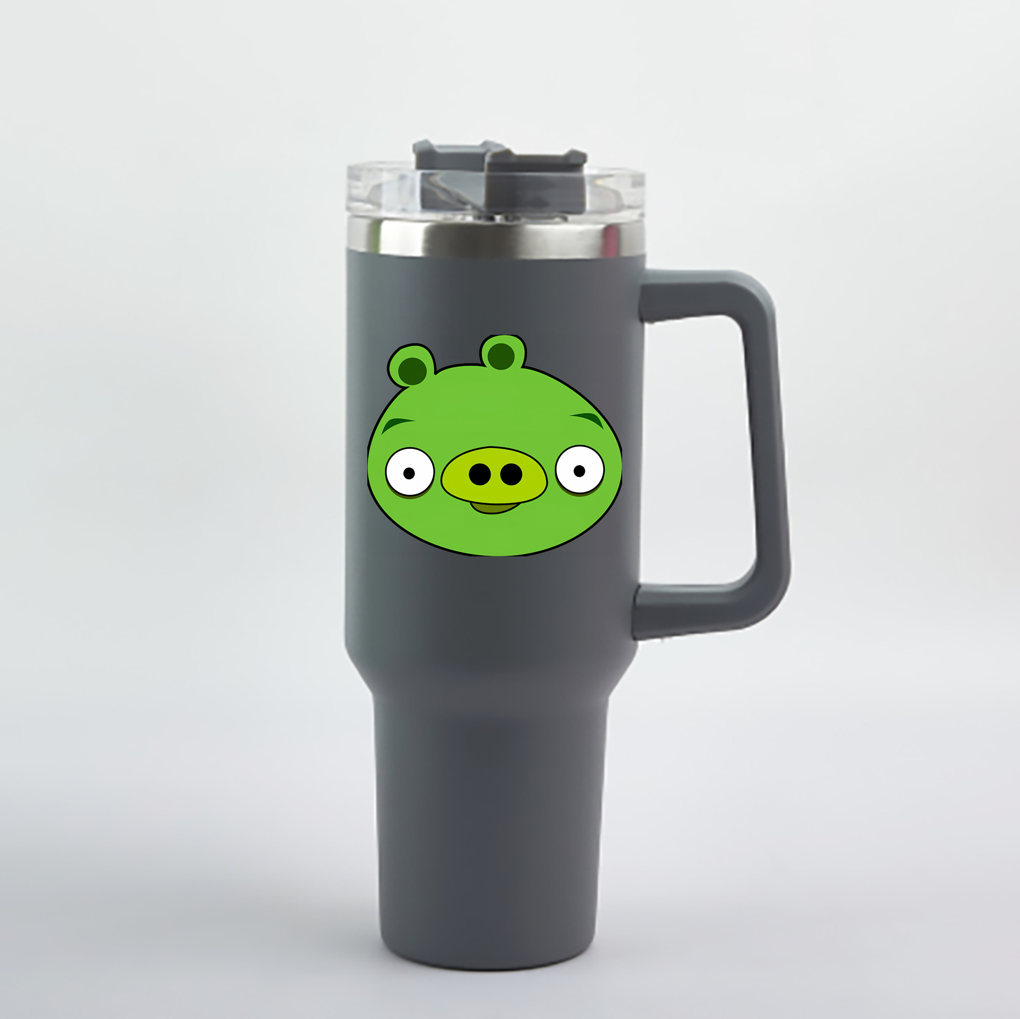 （画像用） Angry Birds アングリーバード 1200mL車用タンブラー - クリスタルステッカー（プラスチックストロー付き）