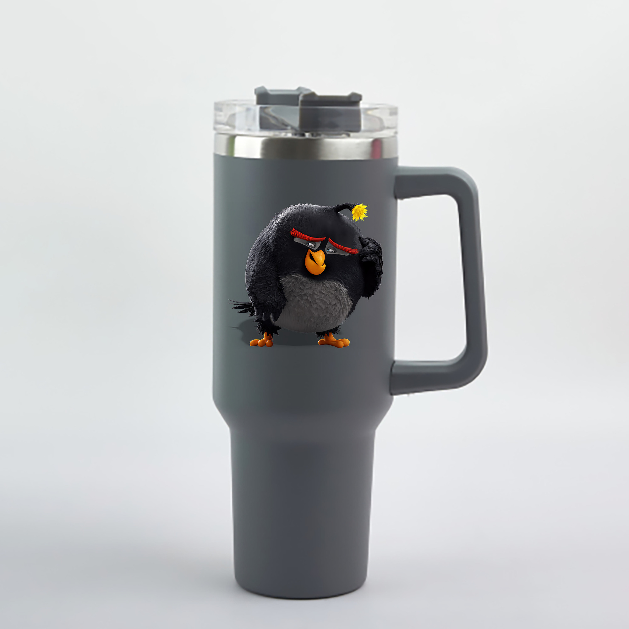（画像用） Angry Birds アングリーバード 1200mL車用タンブラー - クリスタルステッカー（プラスチックストロー付き）
