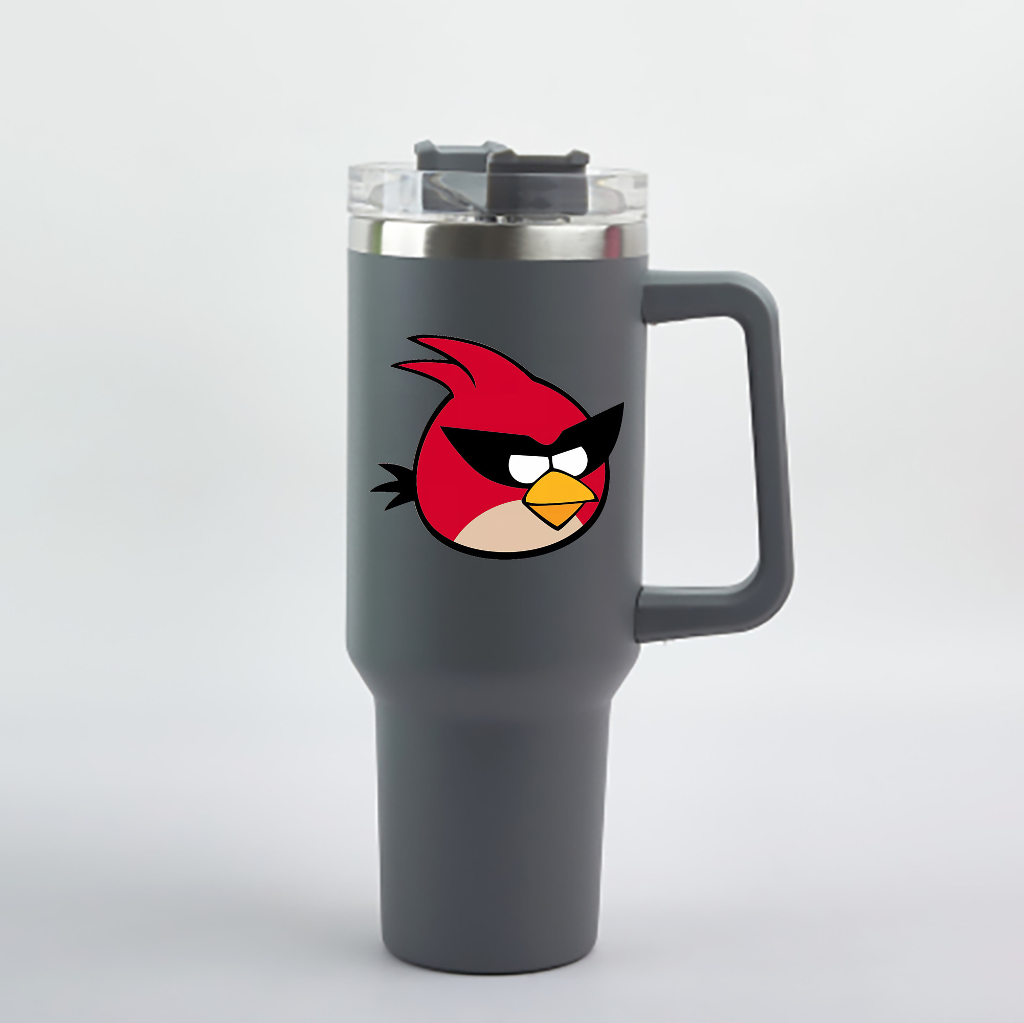 （画像用） Angry Birds アングリーバード 1200mL車用タンブラー - クリスタルステッカー（プラスチックストロー付き）