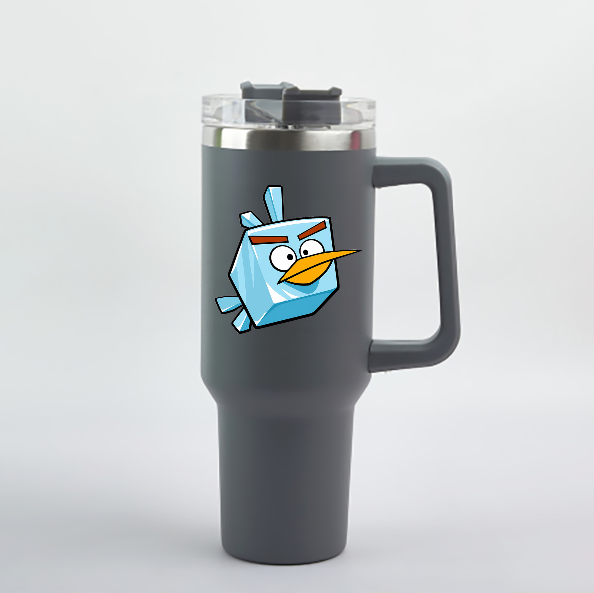 （画像用） Angry Birds アングリーバード 1200mL車用タンブラー - クリスタルステッカー（プラスチックストロー付き）