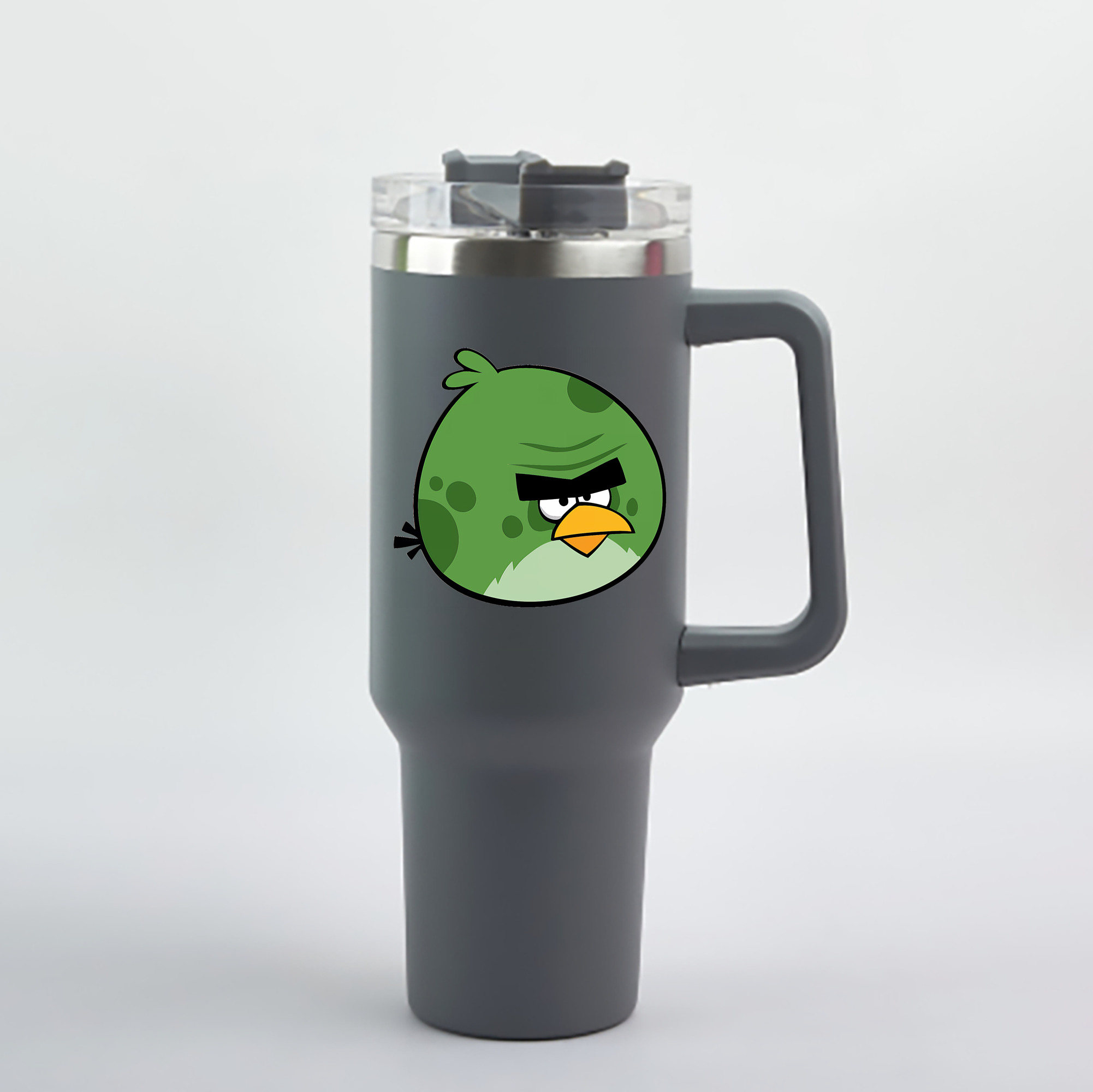 （画像用） Angry Birds アングリーバード 1200mL車用タンブラー - クリスタルステッカー（プラスチックストロー付き）