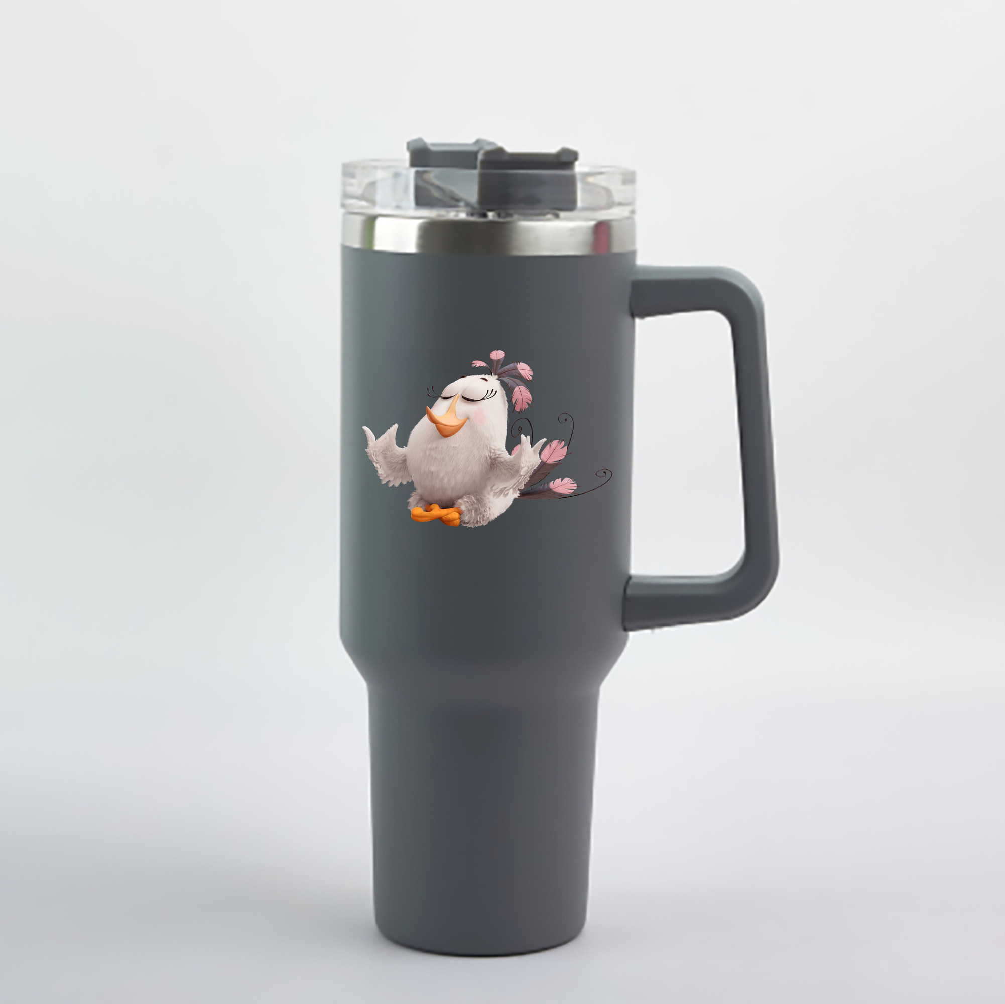（画像用） Angry Birds アングリーバード 1200mL車用タンブラー - クリスタルステッカー（プラスチックストロー付き）