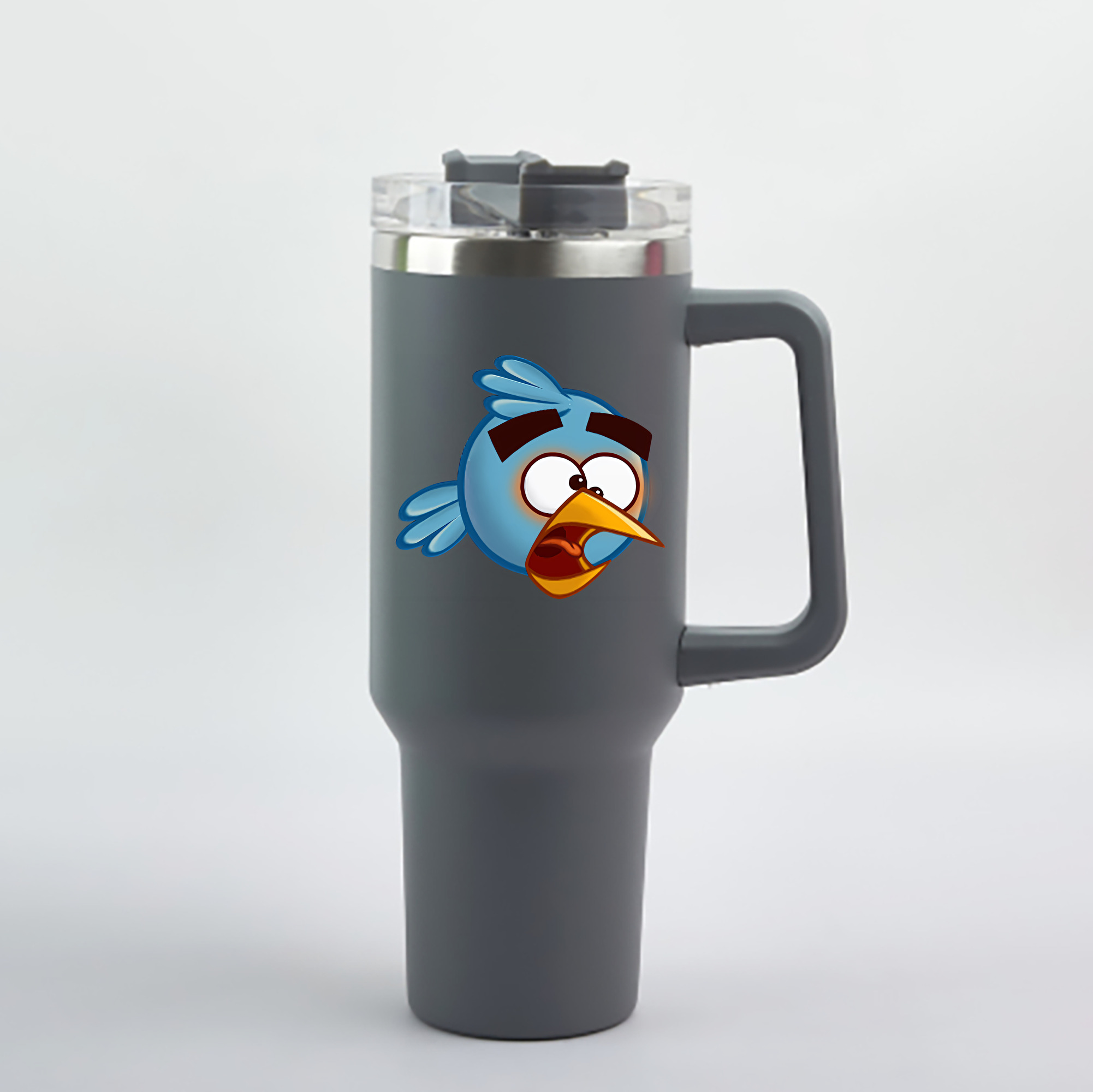（画像用） Angry Birds アングリーバード 1200mL車用タンブラー - クリスタルステッカー（プラスチックストロー付き）