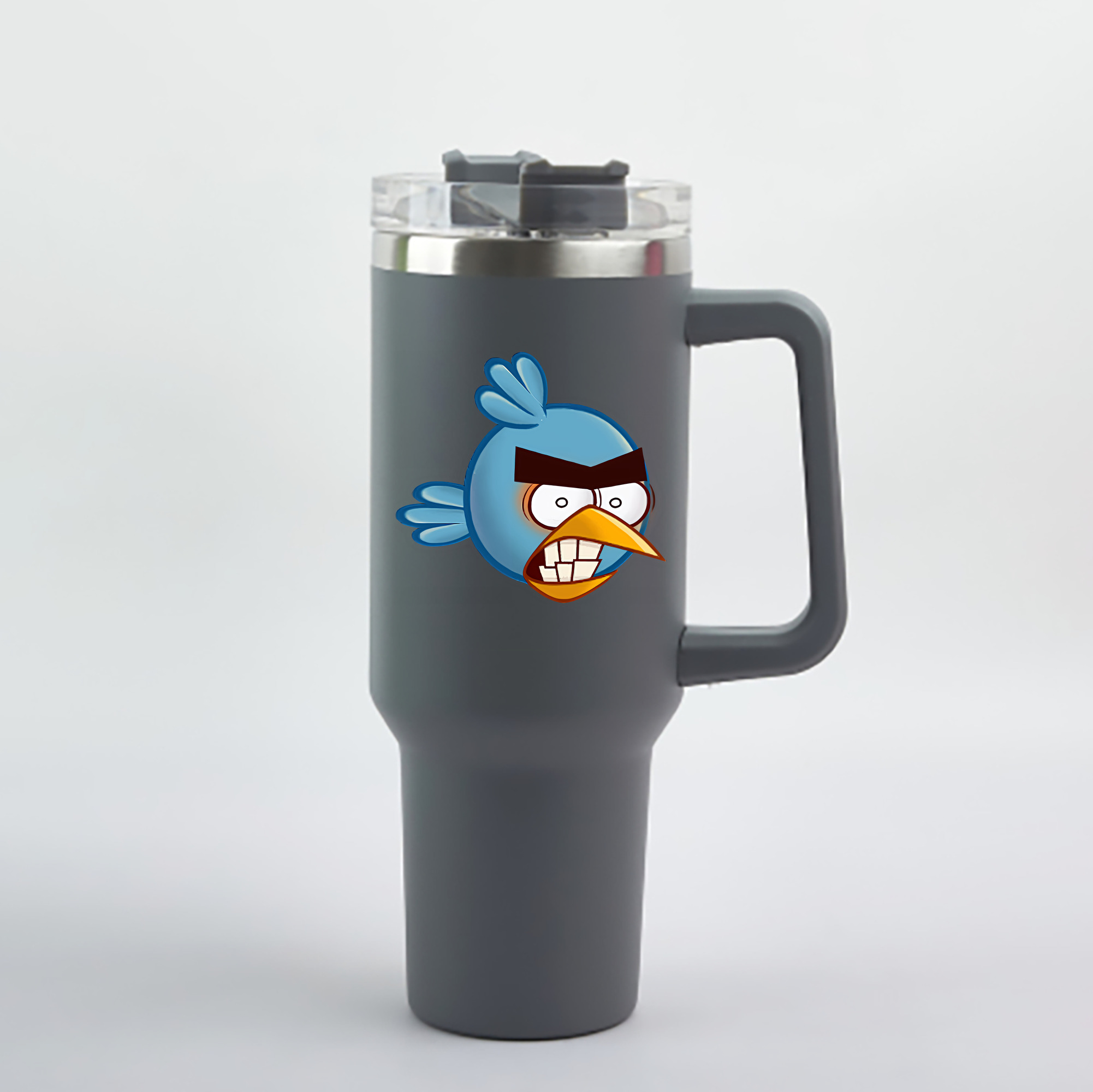 （画像用） Angry Birds アングリーバード 1200mL車用タンブラー - クリスタルステッカー（プラスチックストロー付き）