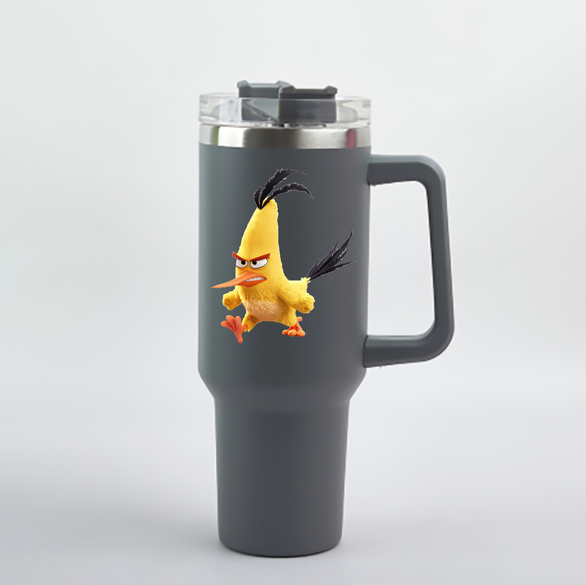 （画像用） Angry Birds アングリーバード 1200mL車用タンブラー - クリスタルステッカー（プラスチックストロー付き）