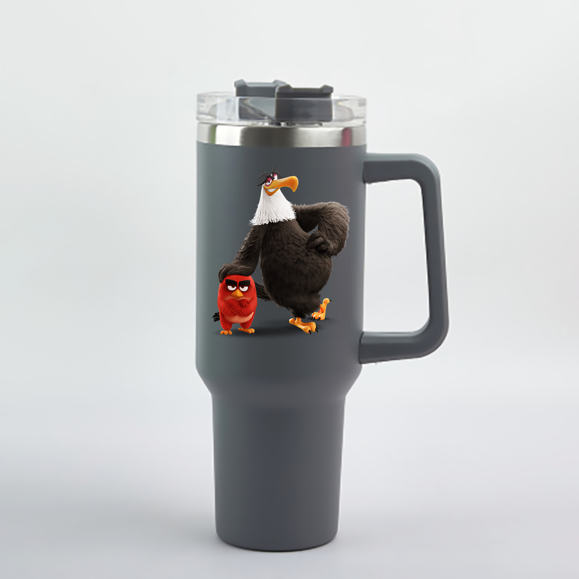 （画像用） Angry Birds アングリーバード 1200mL車用タンブラー - クリスタルステッカー（プラスチックストロー付き）