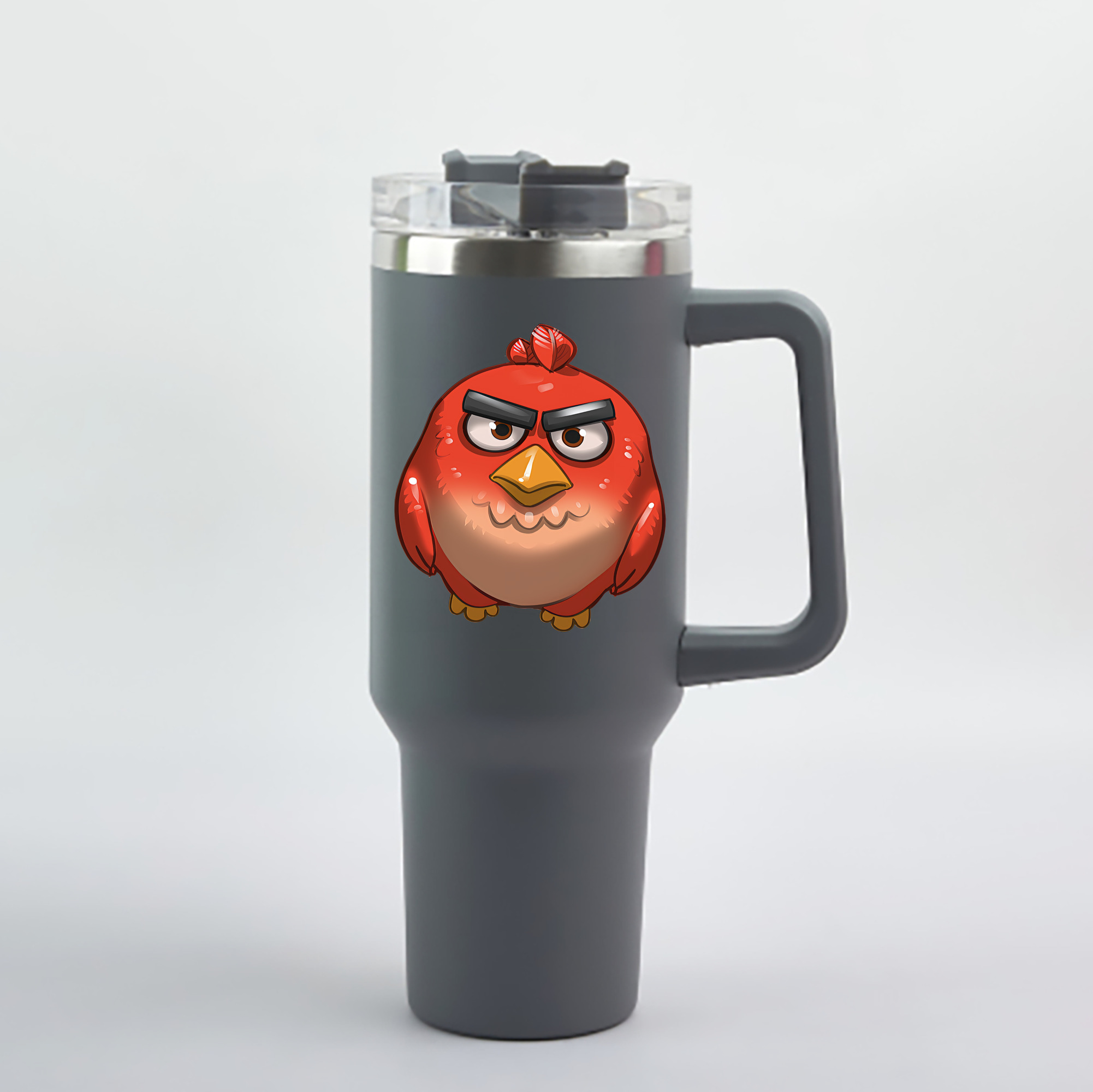 （画像用） Angry Birds アングリーバード 1200mL車用タンブラー - クリスタルステッカー（プラスチックストロー付き）