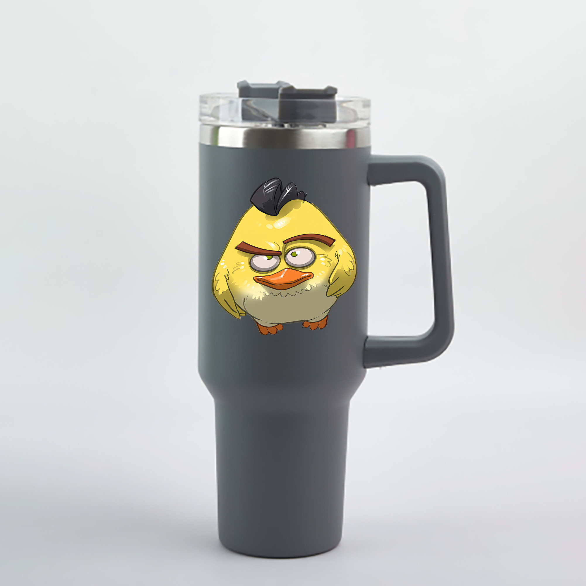 （画像用） Angry Birds アングリーバード 1200mL車用タンブラー - クリスタルステッカー（プラスチックストロー付き）