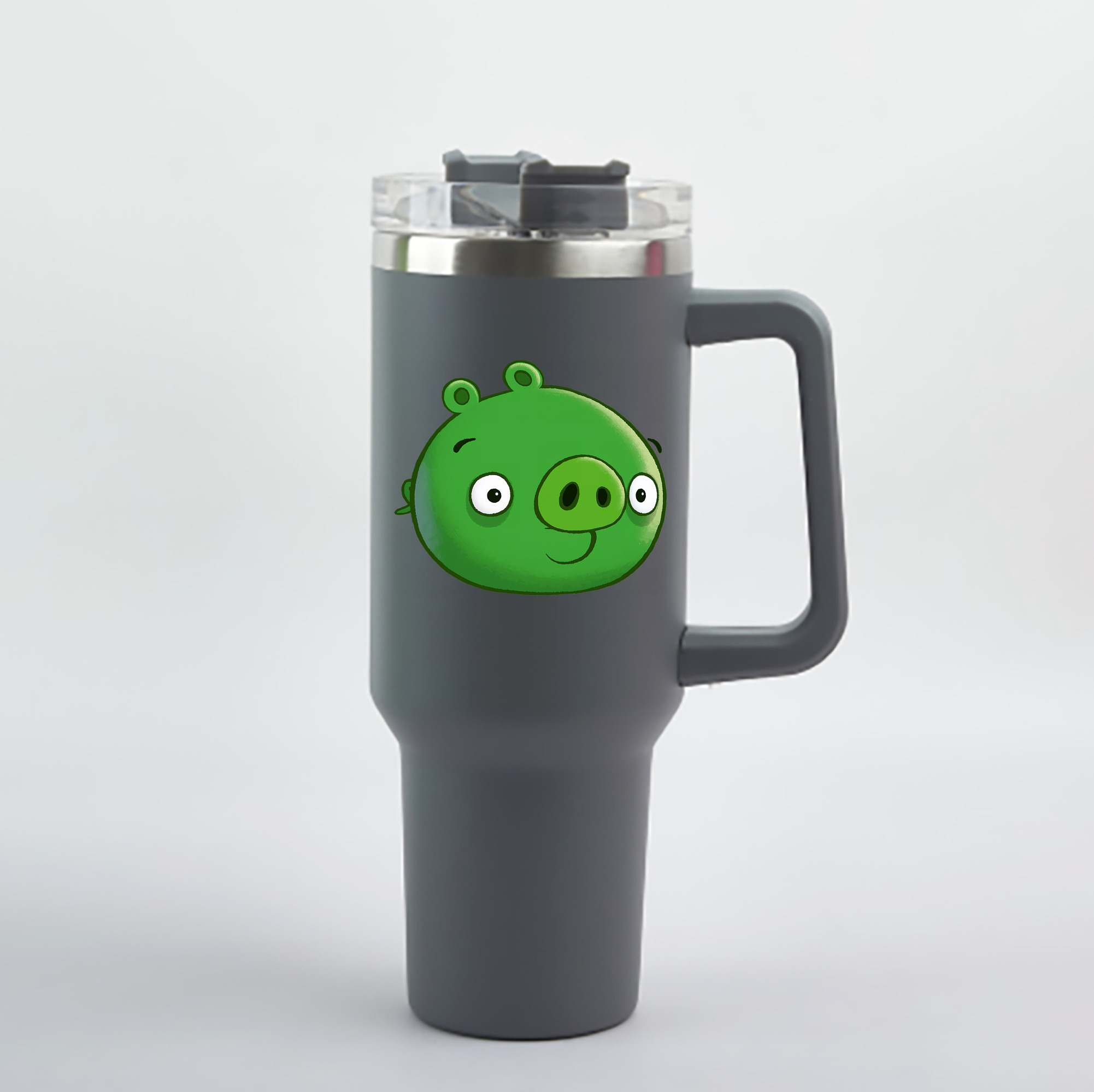 （画像用） Angry Birds アングリーバード 1200mL車用タンブラー - クリスタルステッカー（プラスチックストロー付き）